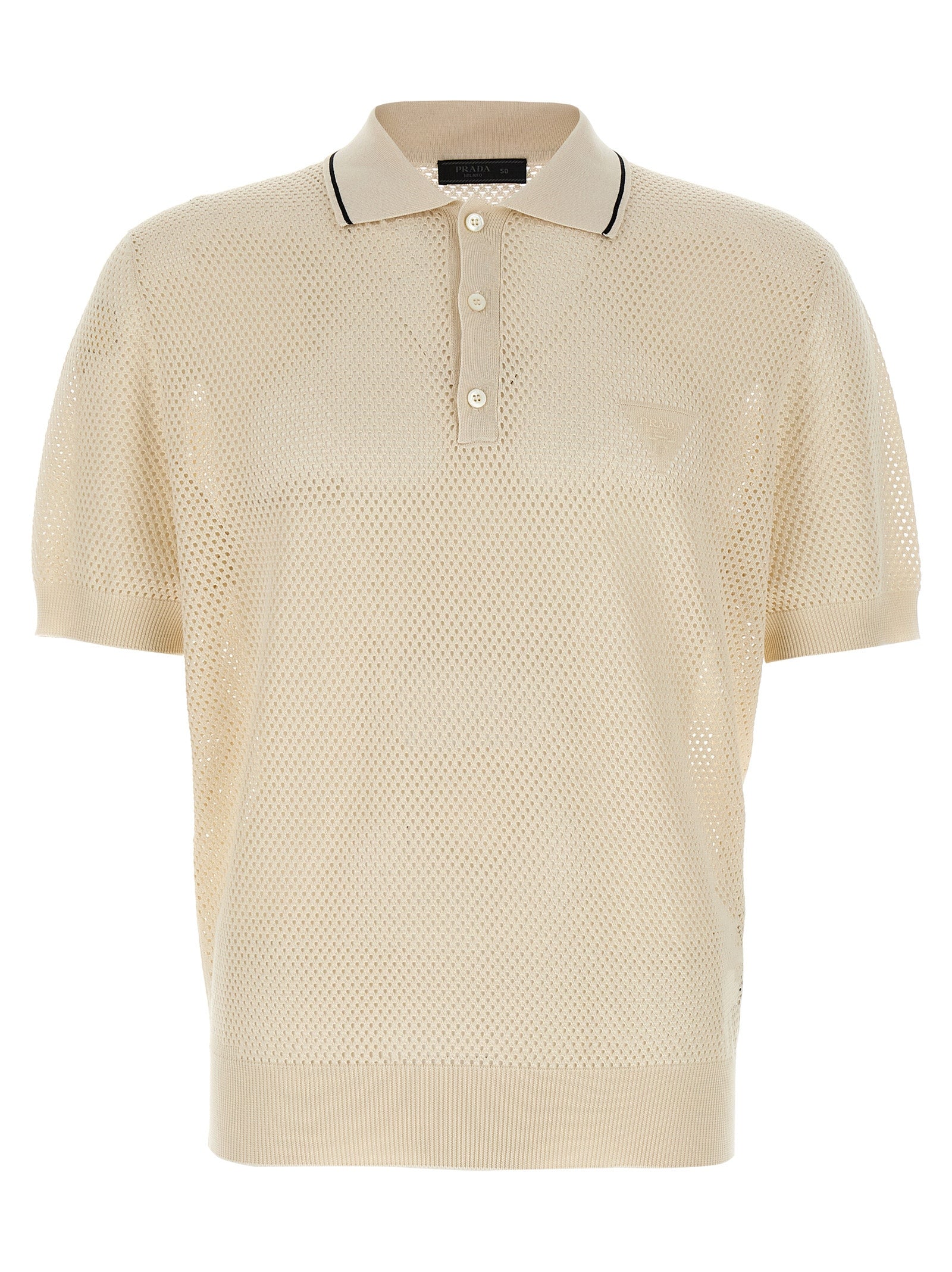 Prada White Silk Polo Shirt