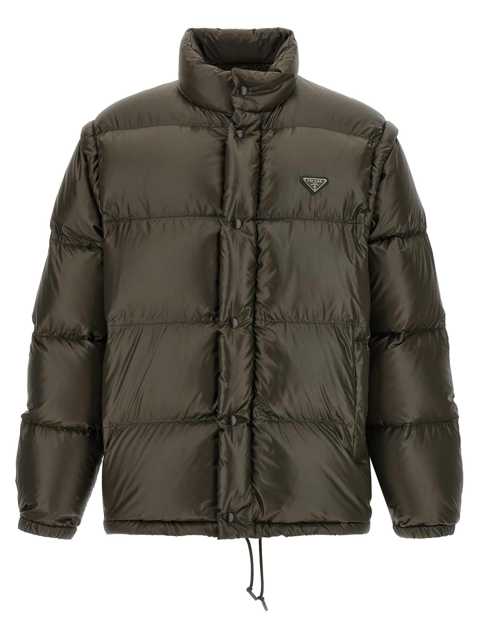 Prada Gray Recycled Polyamide Full-Length Jacket