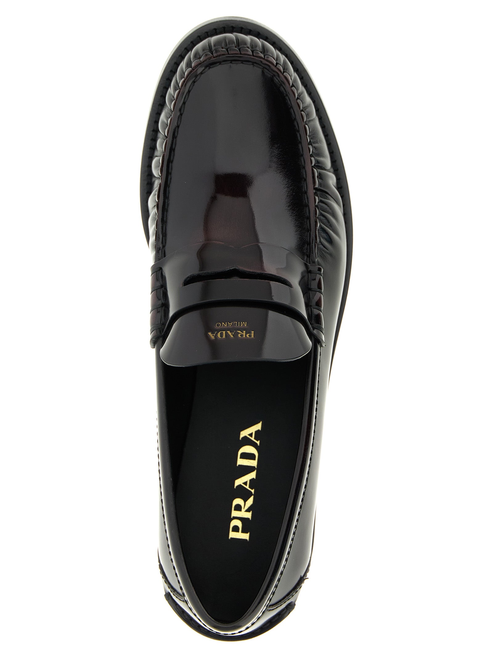 Prada Bordeaux Calfskin Slip-On Loafers