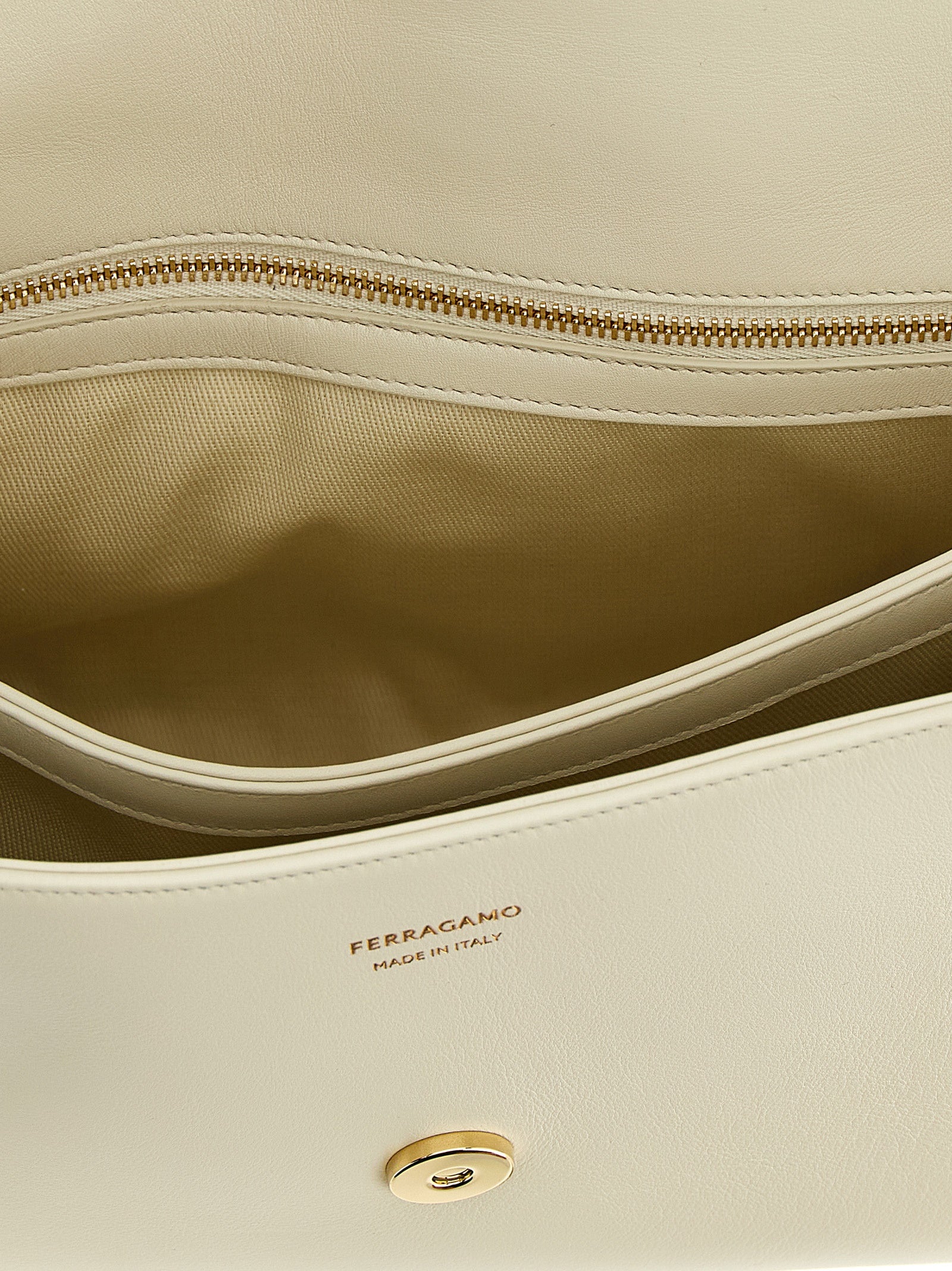 Ferragamo White Calfskin Shoulder Bag