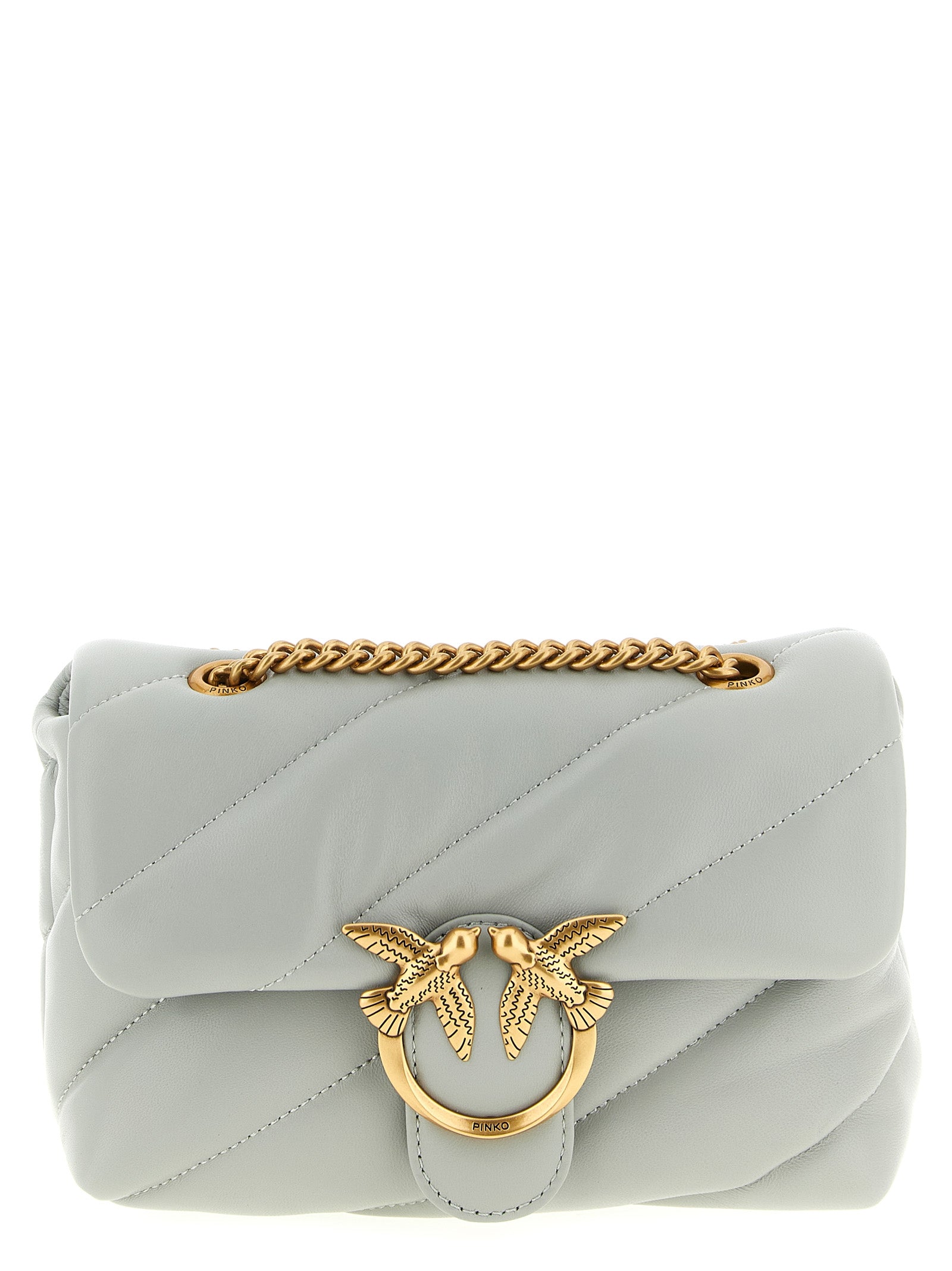 PINKO Gray Lamb Fur Crossbody Bag