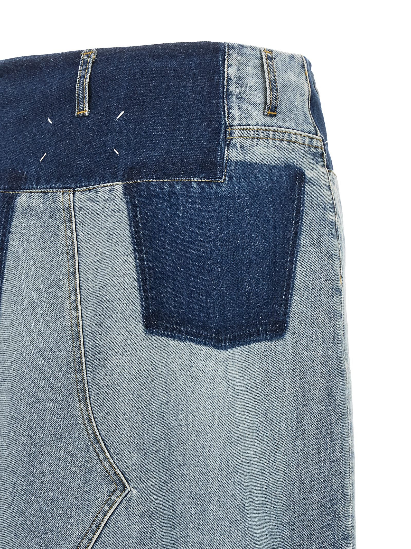 Maison Margiela Blue Cotton Mini Skirt