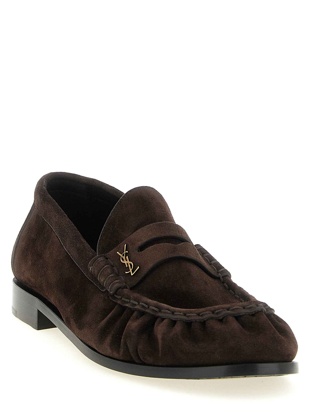 Saint Laurent Brown Calfskin Slip-On Loafers