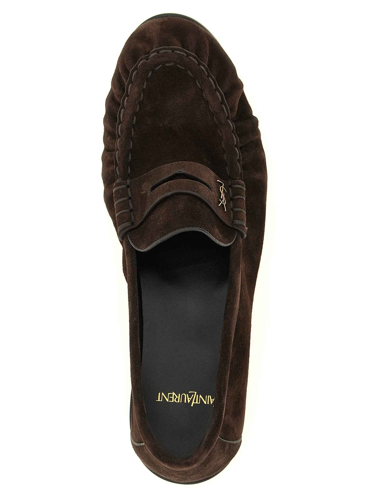 Saint Laurent Brown Calfskin Slip-On Loafers