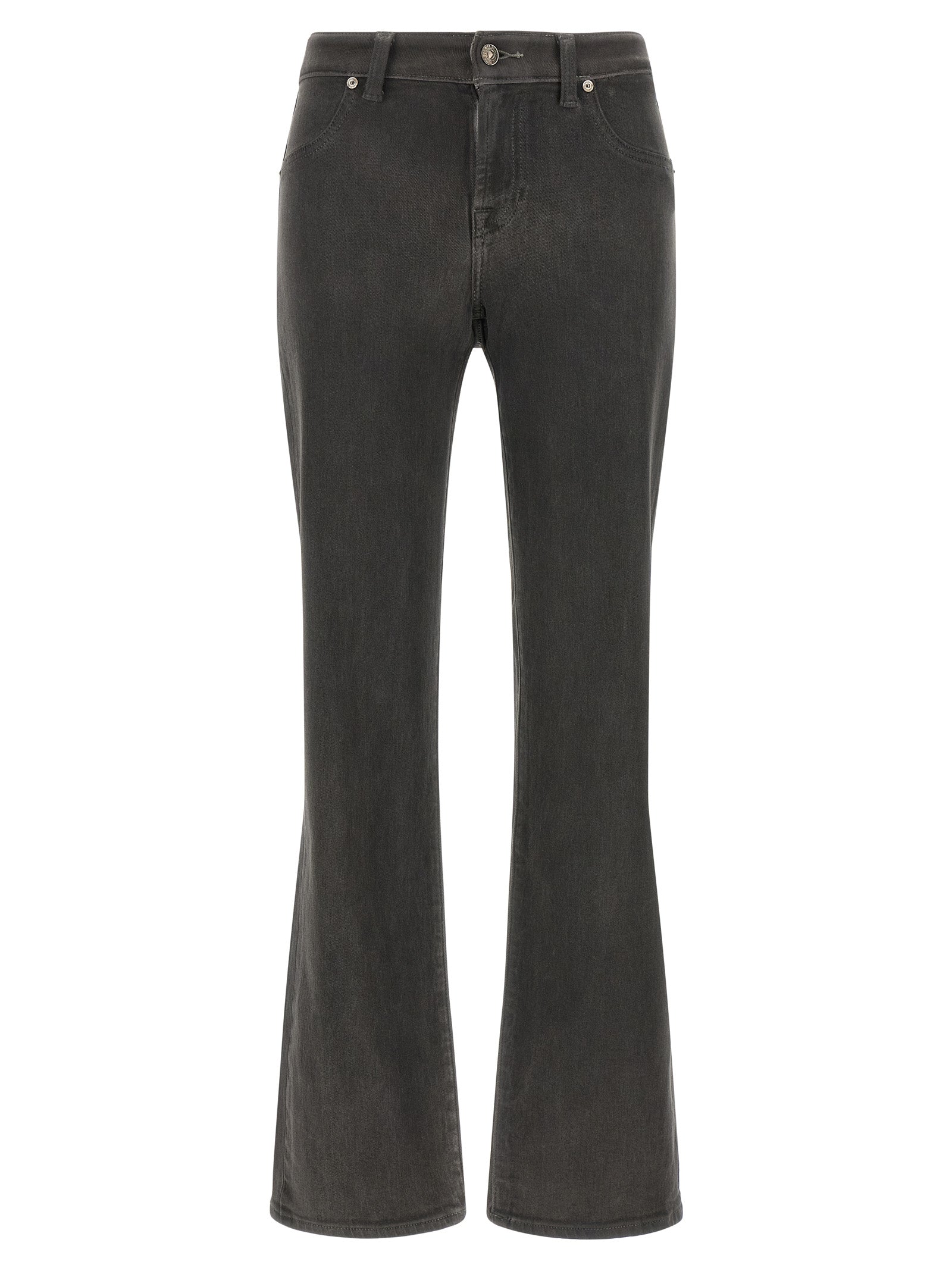 7 For All Mankind Gray Cotton Straight-Leg Jeans
