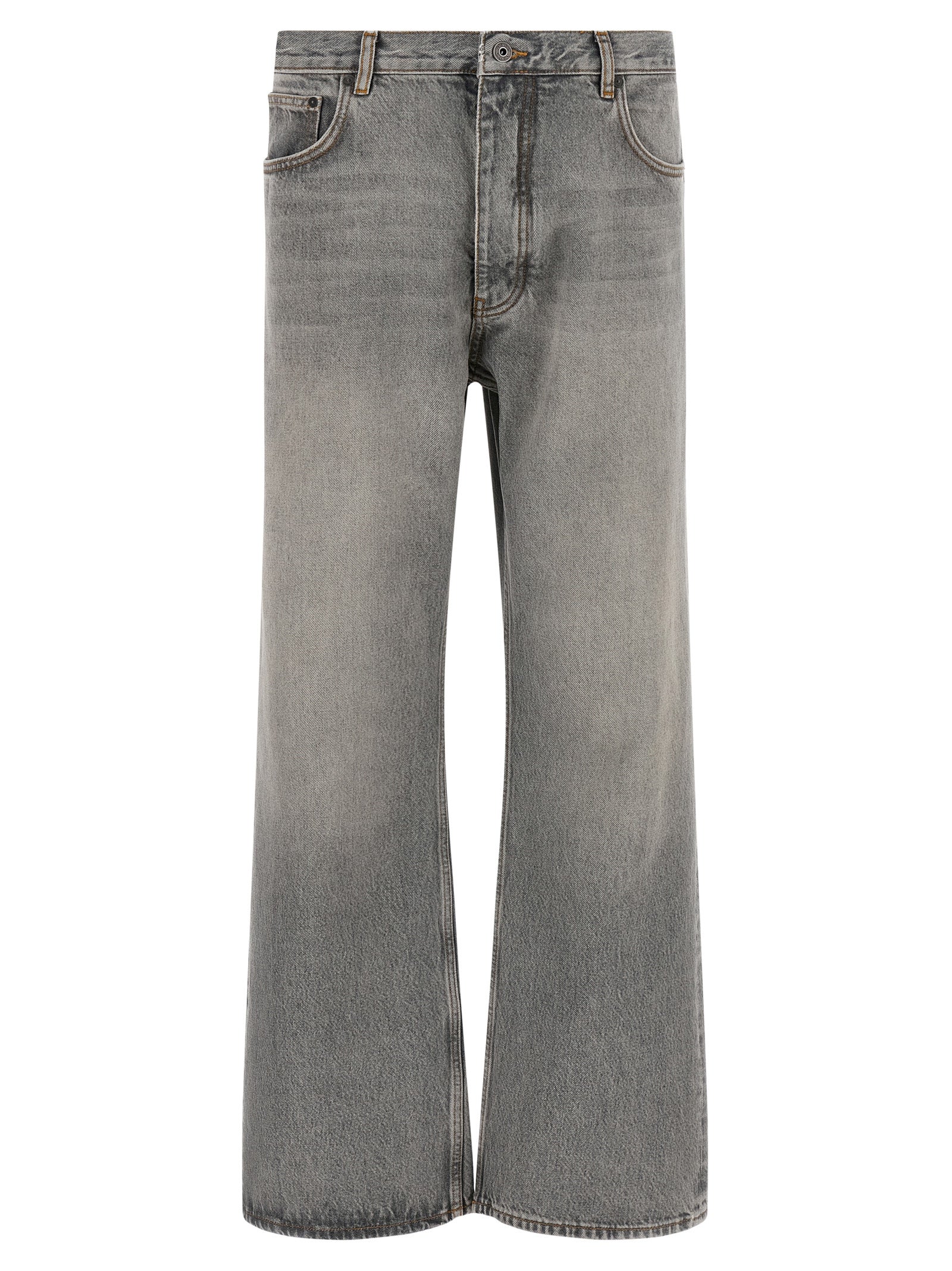 Off-White Gray Cotton Relaxed Fit Jeans
