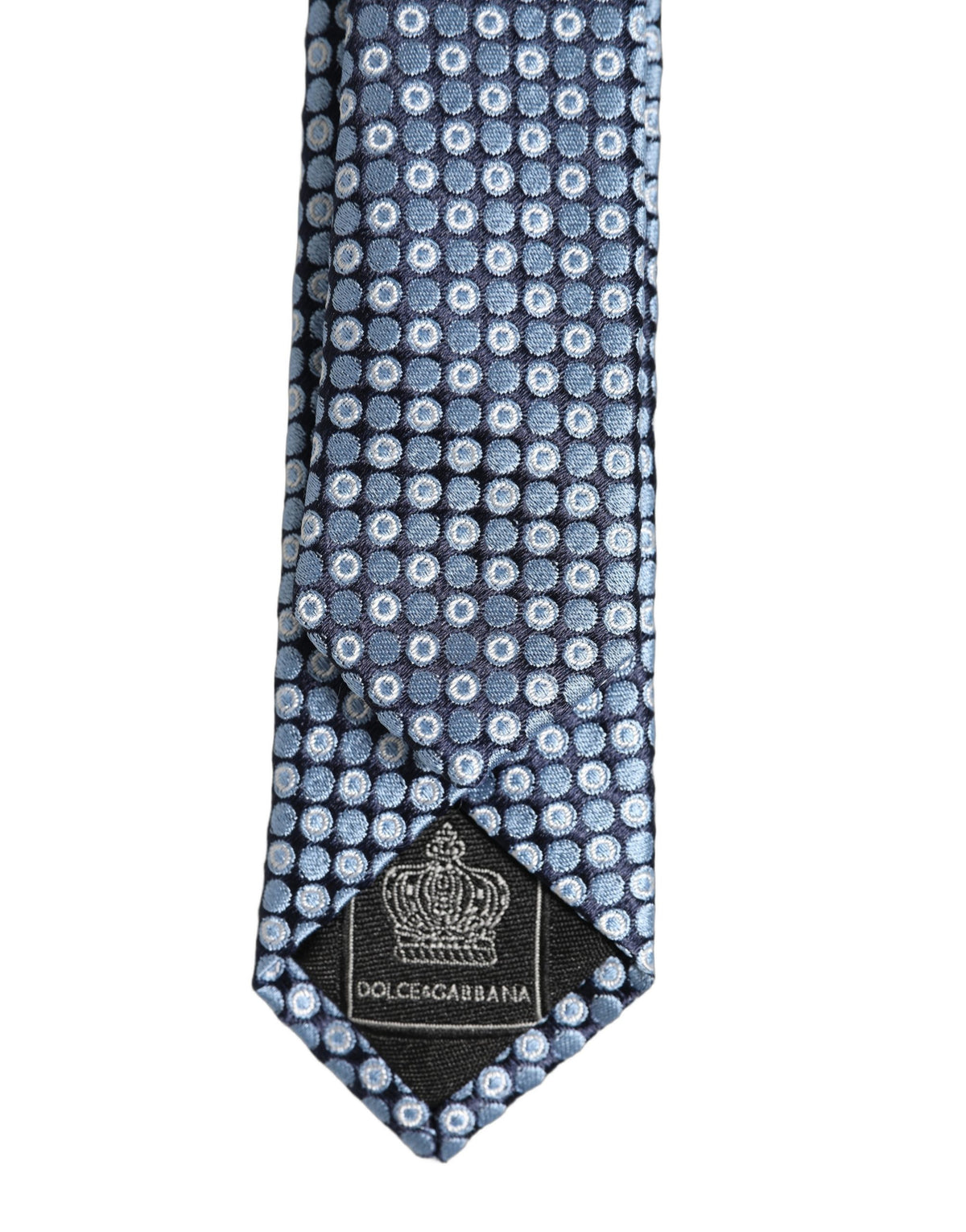Dolce & Gabbana Blue Circle Pattern Silk Adjustable Necktie Accessor Tie
