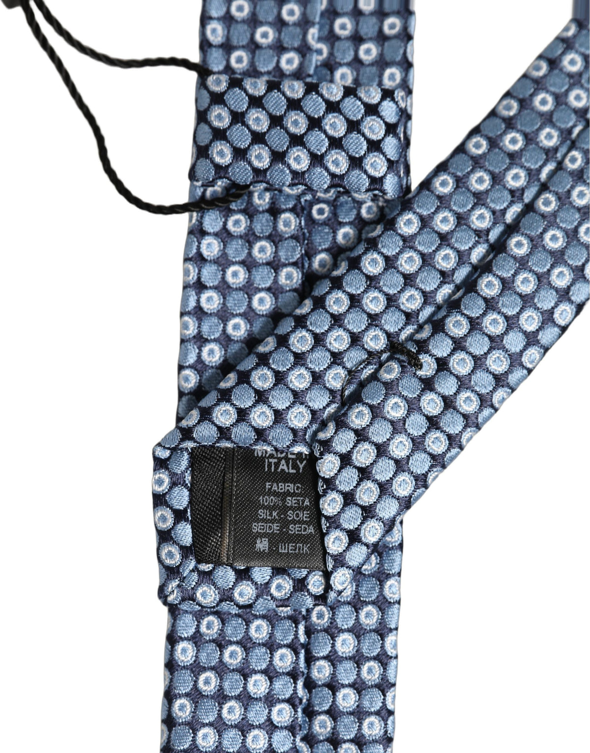 Dolce & Gabbana Blue Circle Pattern Silk Adjustable Necktie Accessor Tie