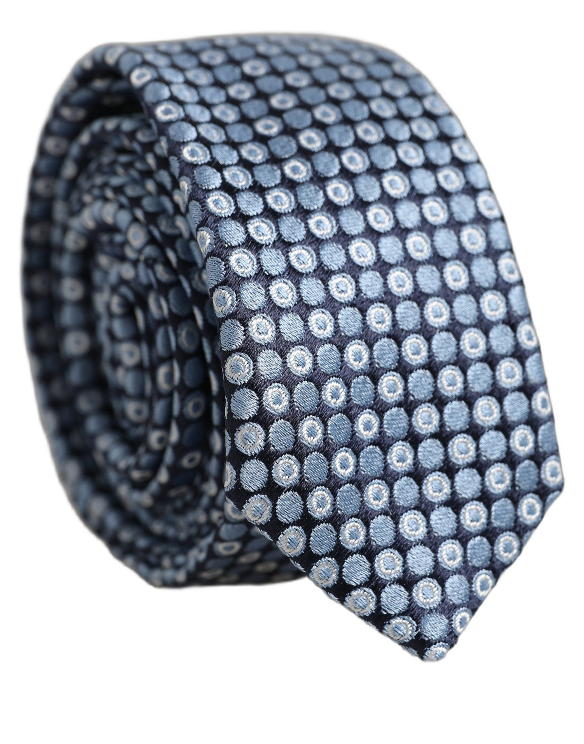 Dolce & Gabbana Blue Circle Pattern Silk Adjustable Necktie Accessor Tie