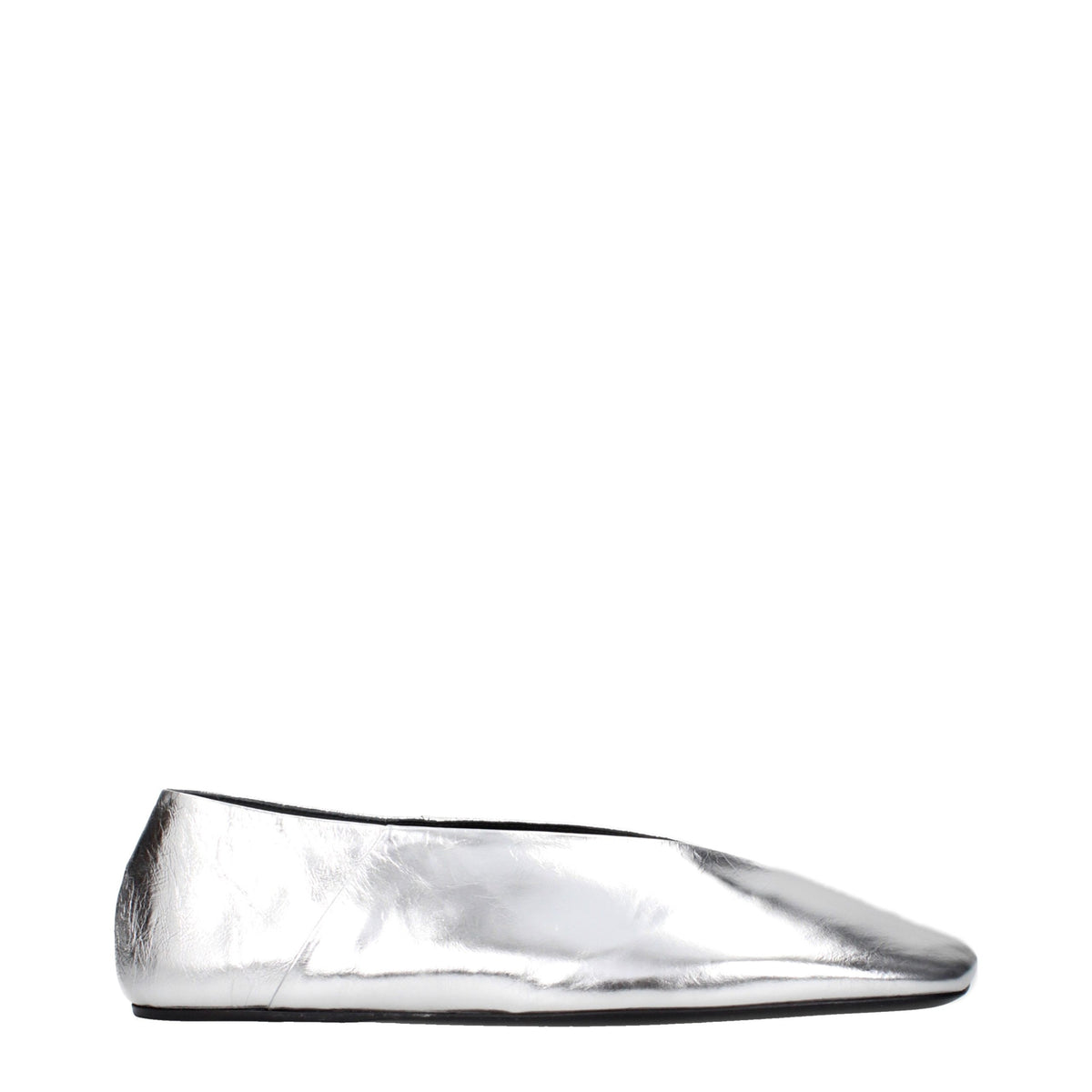 Jil Sander Gray Leather Ballet Flats