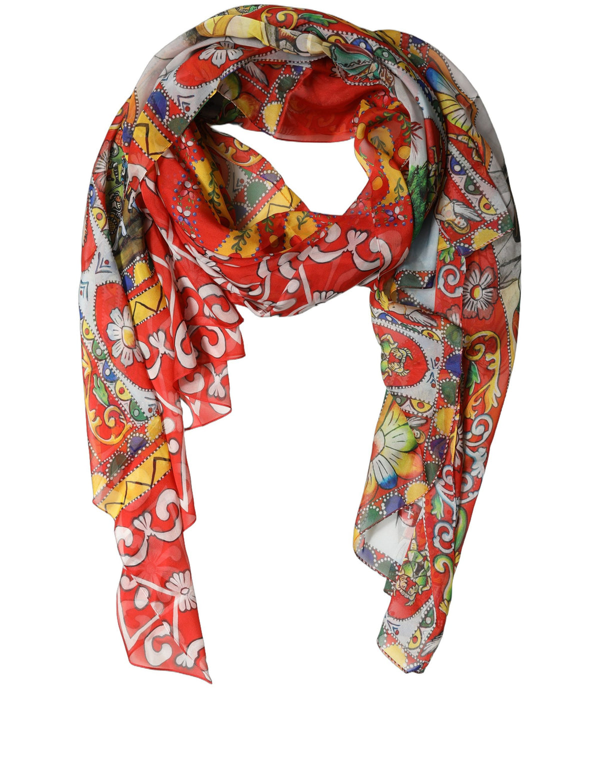 Dolce & Gabbana Multicolor Silk Printed Shawl Stole Scarf
