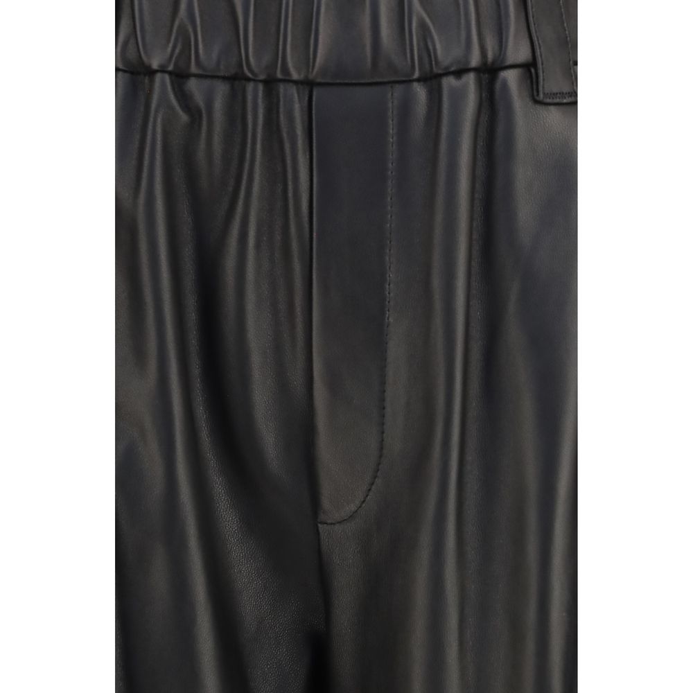 Brunello Cucinelli Black Leather Pants