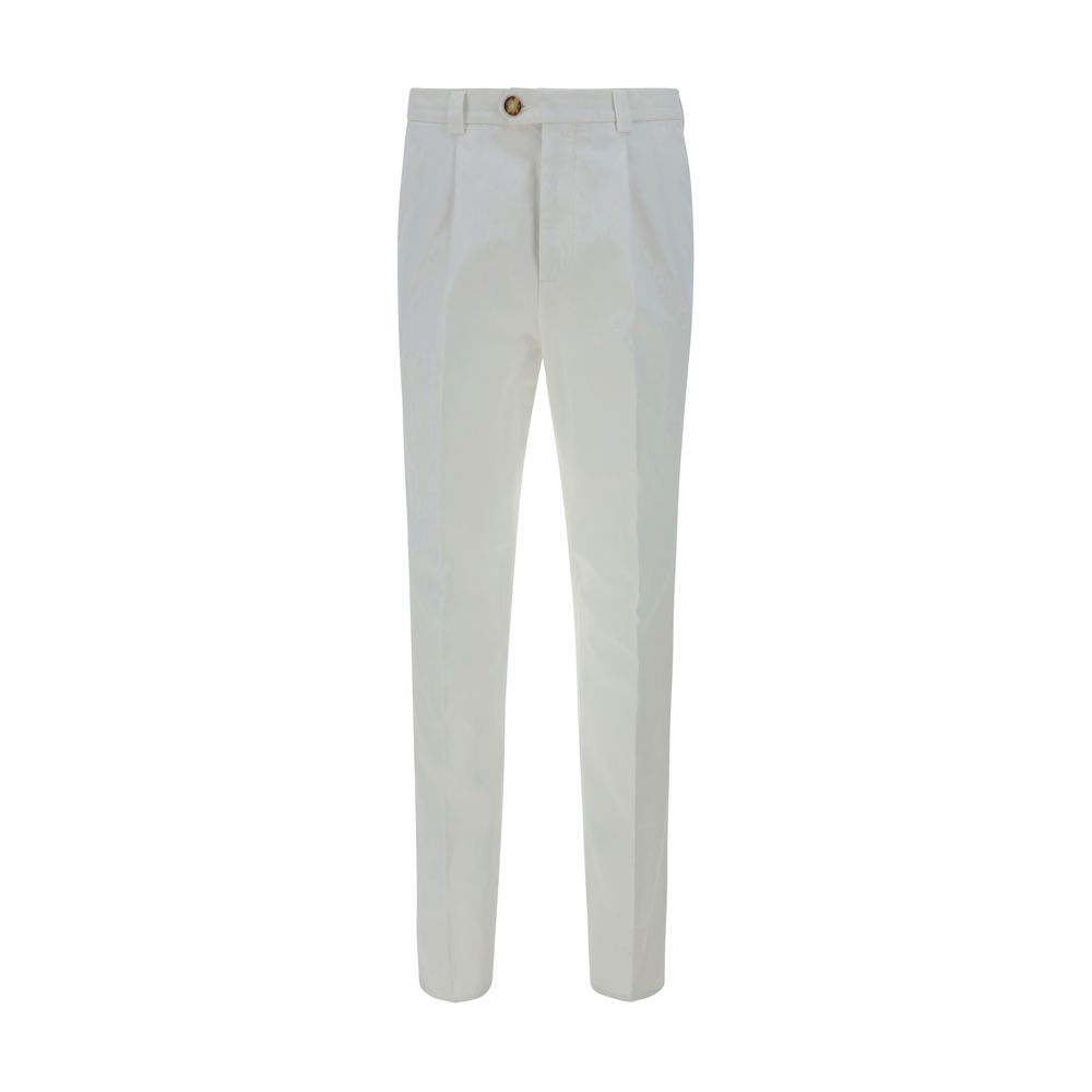 Brunello Cucinelli White Cotton Casual Pants