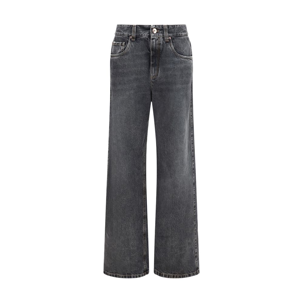 Brunello Cucinelli Gray Cotton Straight-Leg Jeans