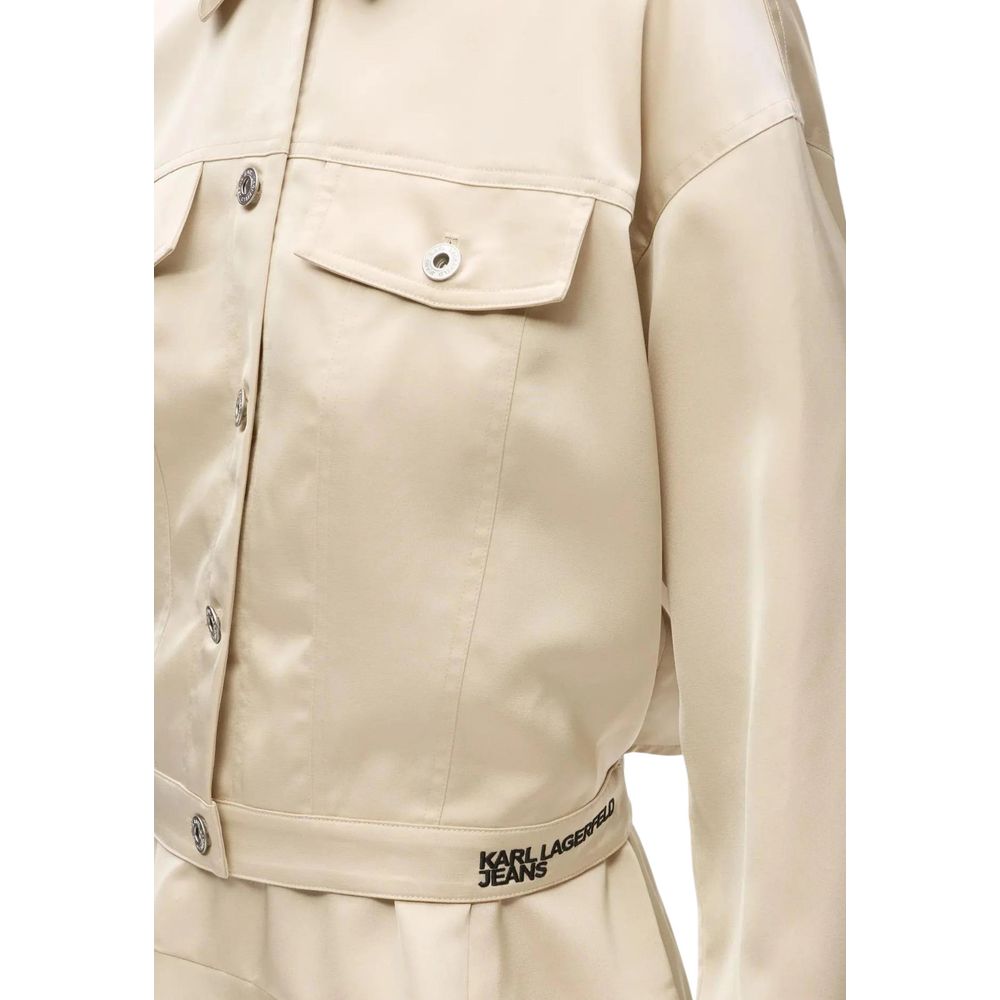 Karl Lagerfeld Beige Polyester Full-Length Jacket