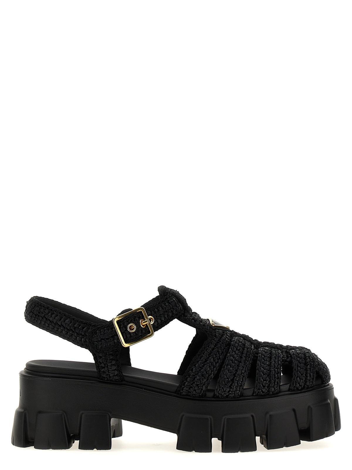 Prada Black Viscose Platform Sandals