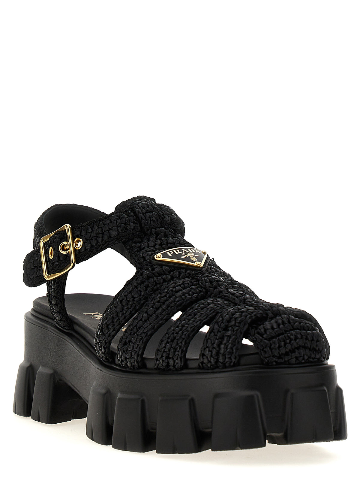 Prada Black Viscose Platform Sandals