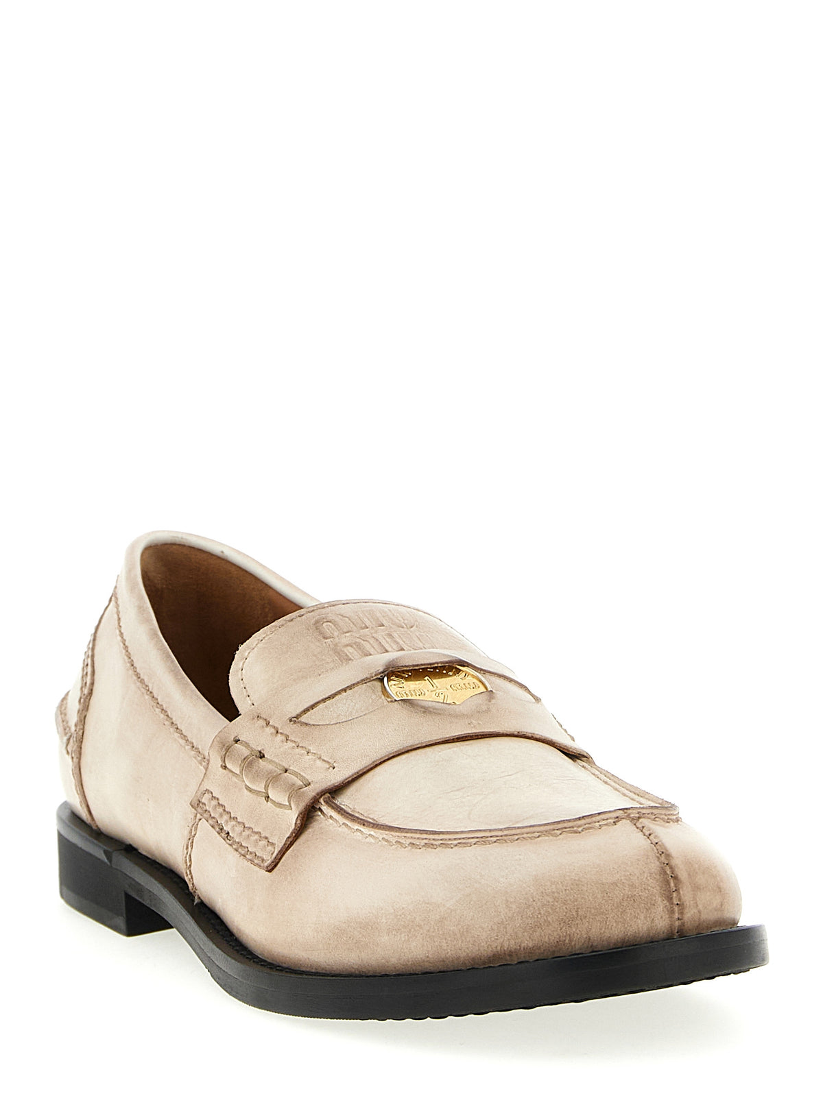 Miu Miu White Calfskin Slip-On Loafers