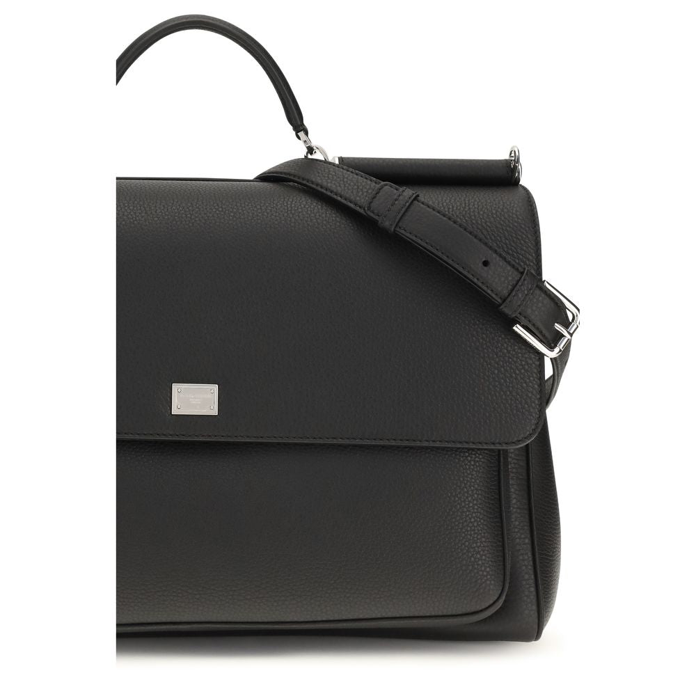 Dolce & Gabbana Black Calf Leather Bos Taurus Shoulder Bag