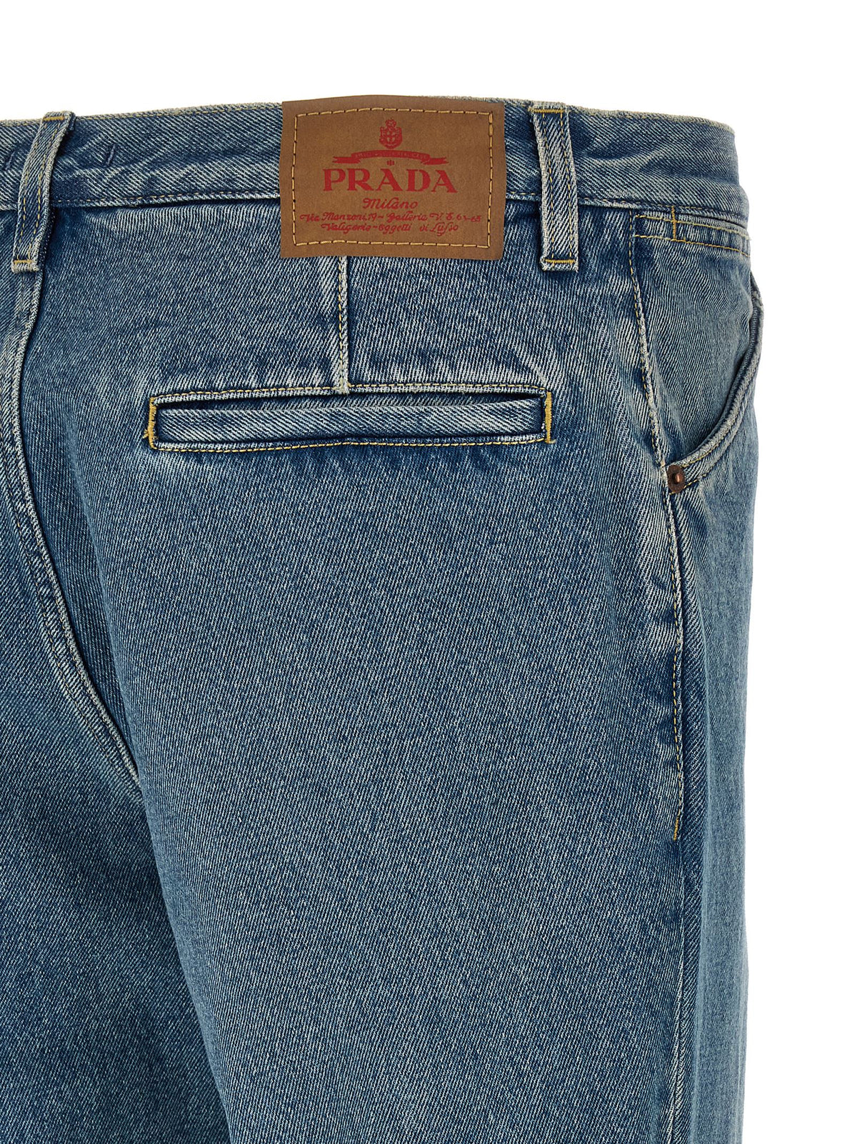 Prada Blue Cotton Straight-Leg Jeans