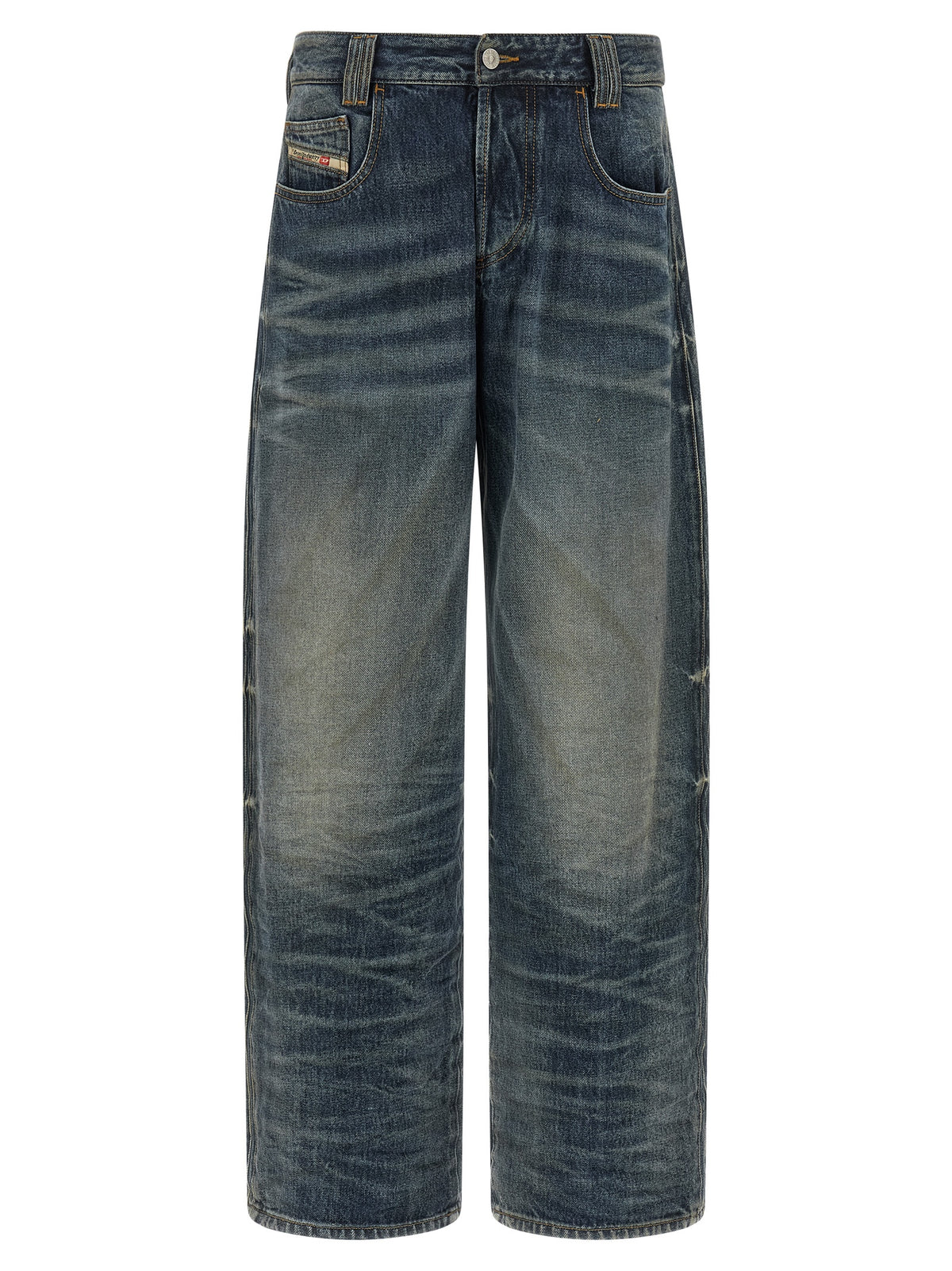 Diesel Blue Cotton Relaxed Fit Jeans