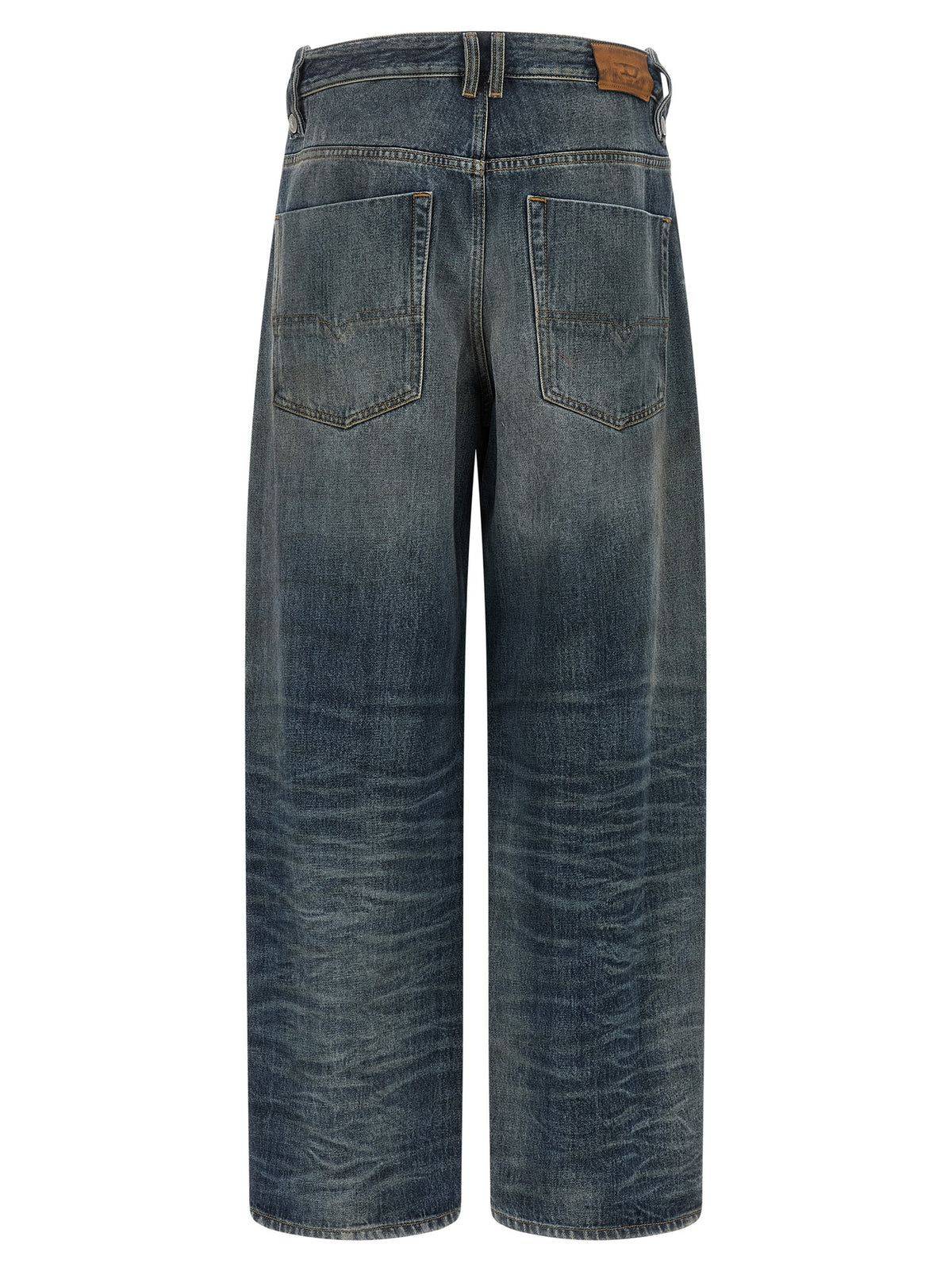 Diesel Blue Cotton Relaxed Fit Jeans