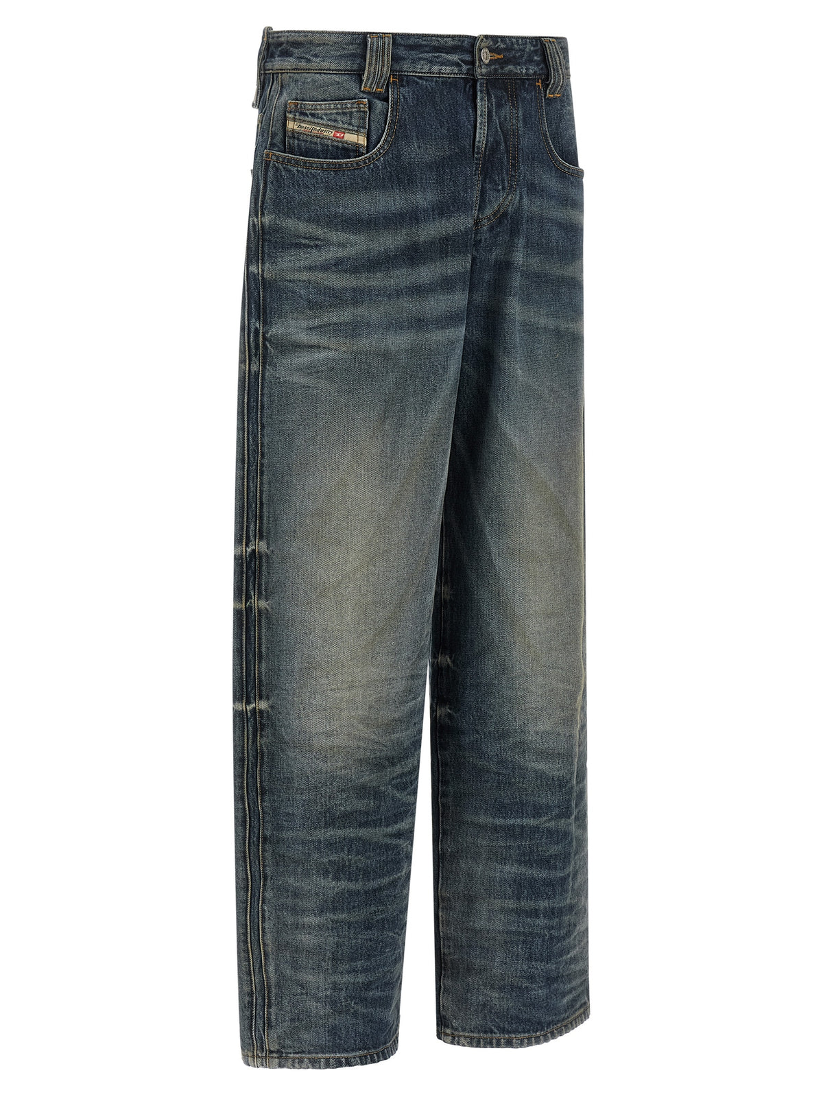 Diesel Blue Cotton Relaxed Fit Jeans