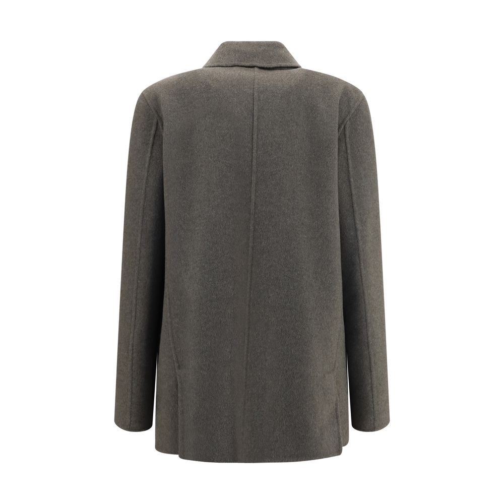 The Row Gray Cashmere Full-Length Jacket