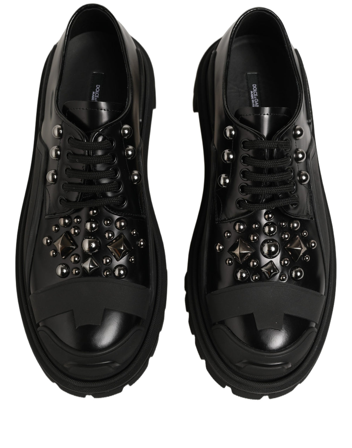 Dolce & Gabbana Black Calfskin Leather Trekking Derby Shoes