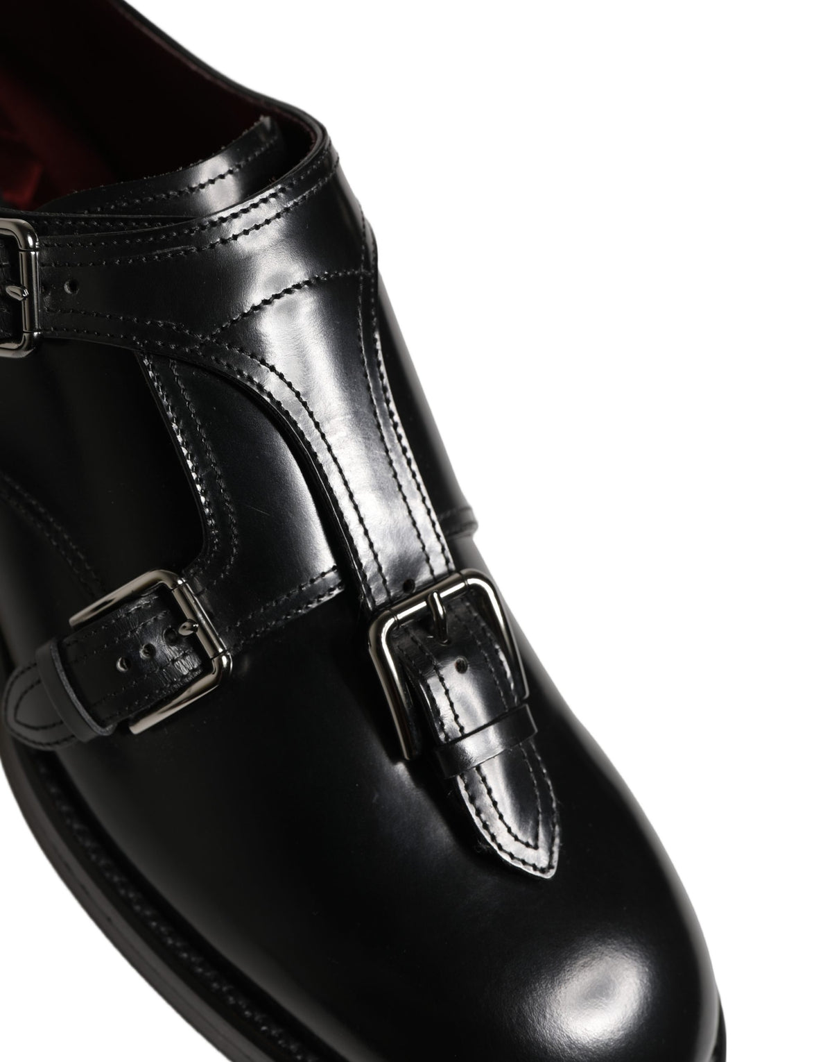 Dolce & Gabbana Black Leather Monk Strap Formal Dress Shoes