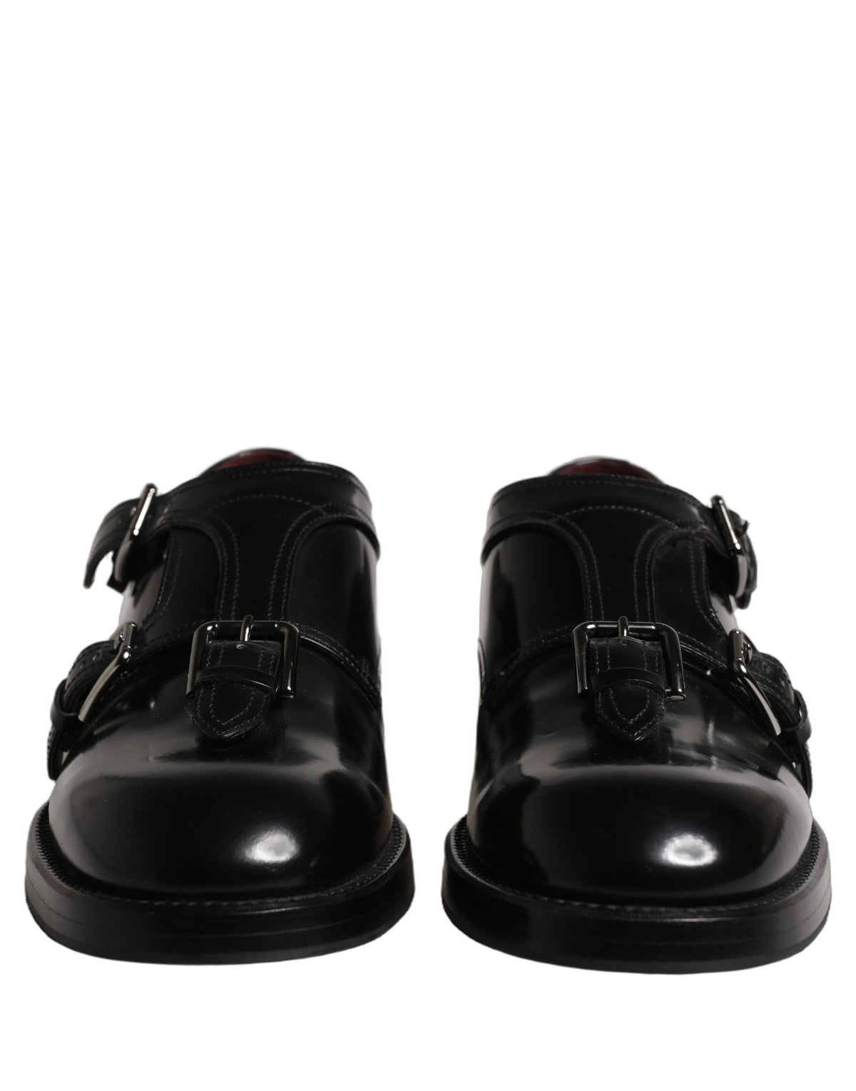Dolce & Gabbana Black Leather Monk Strap Formal Dress Shoes