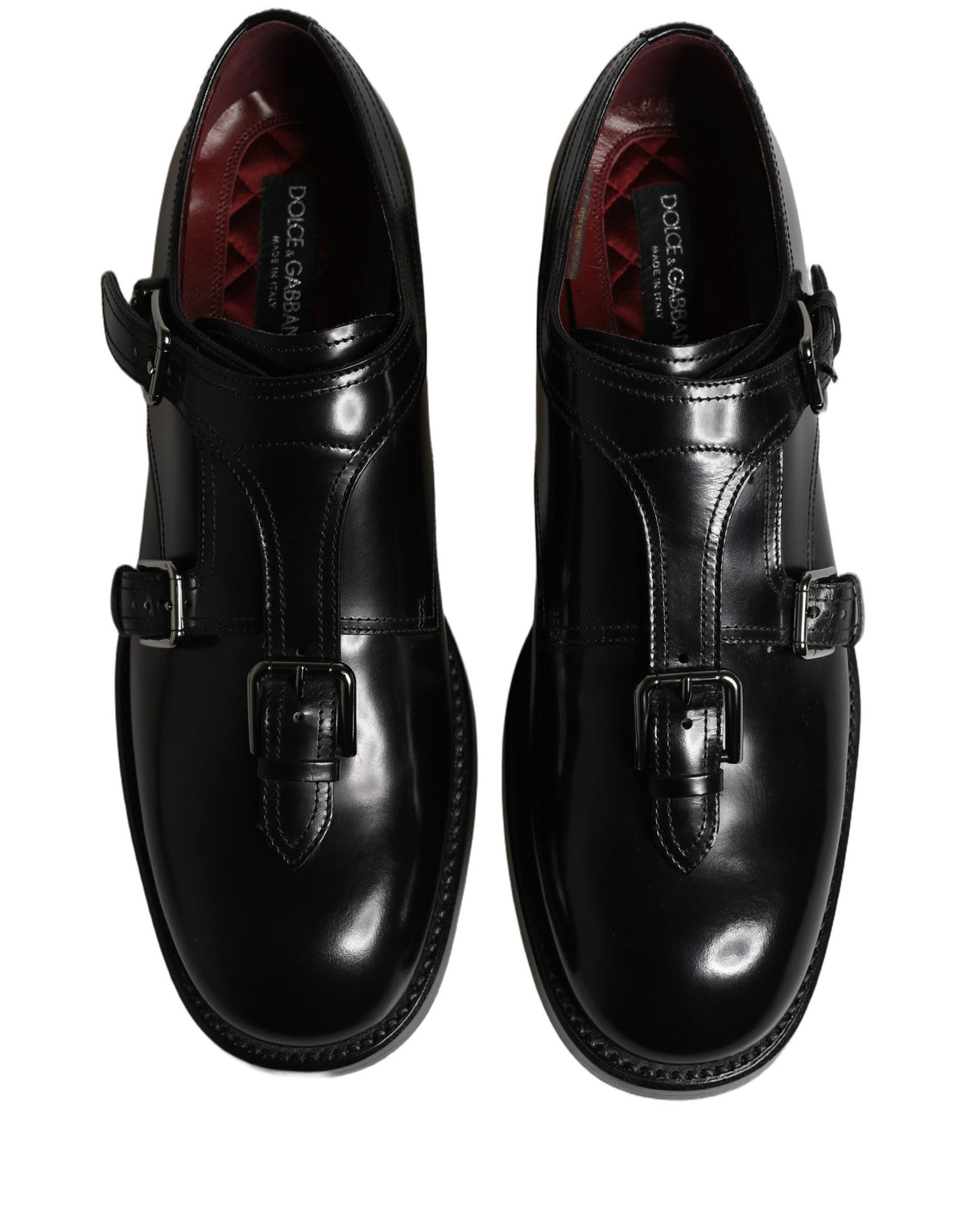 Dolce & Gabbana Black Leather Monk Strap Formal Dress Shoes