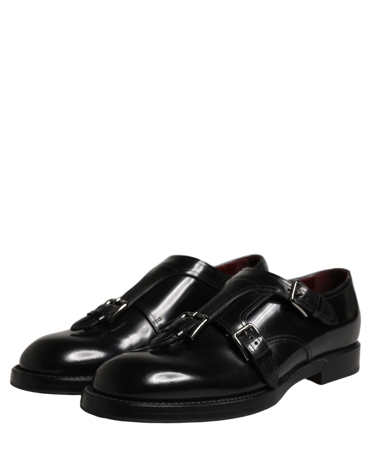 Dolce & Gabbana Black Leather Monk Strap Formal Dress Shoes