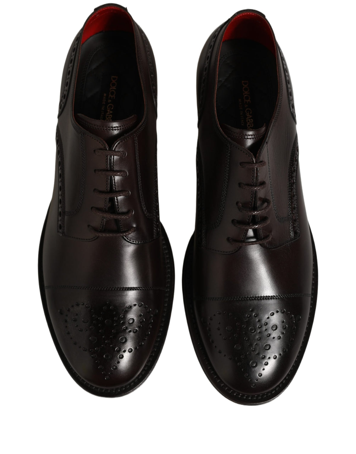 Dolce & Gabbana Maroon Calfskin Leather Derby Men Dress Shoes