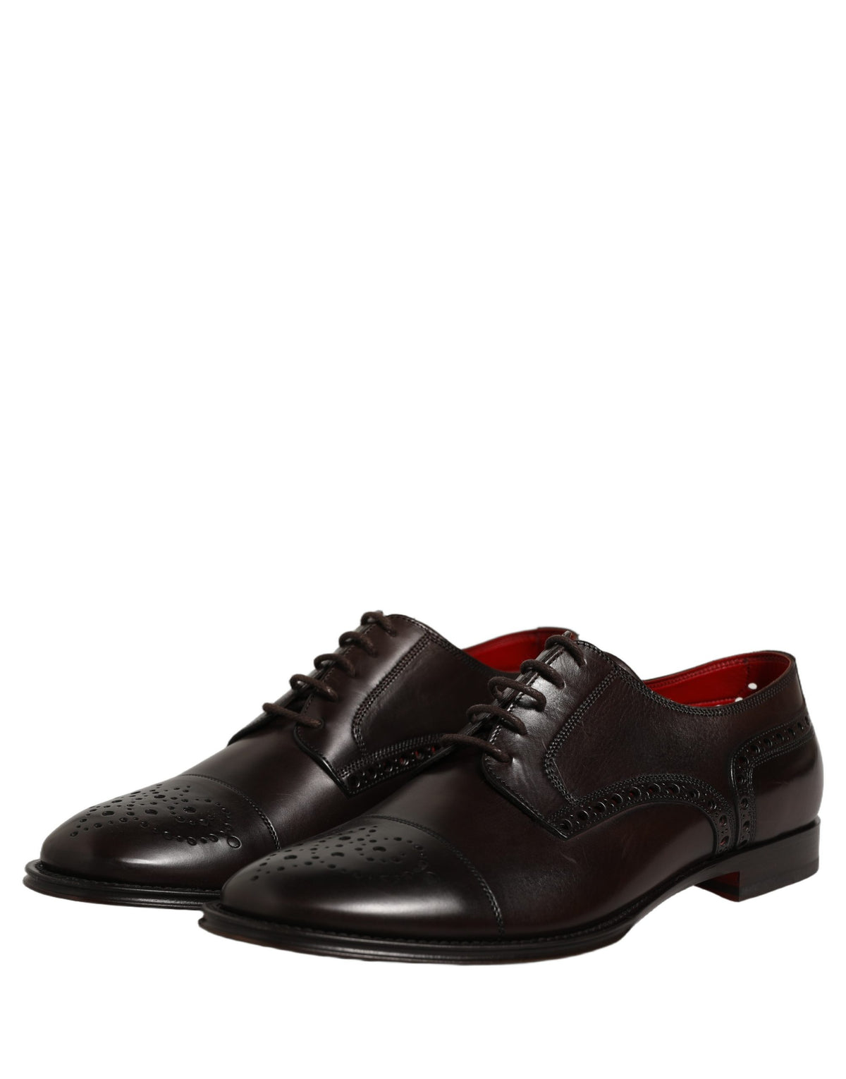 Dolce & Gabbana Maroon Calfskin Leather Derby Men Dress Shoes