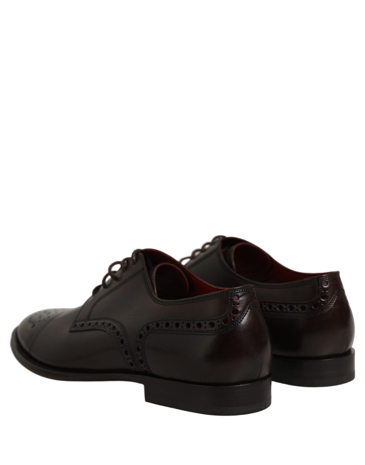 Dolce & Gabbana Maroon Calfskin Leather Derby Men Dress Shoes