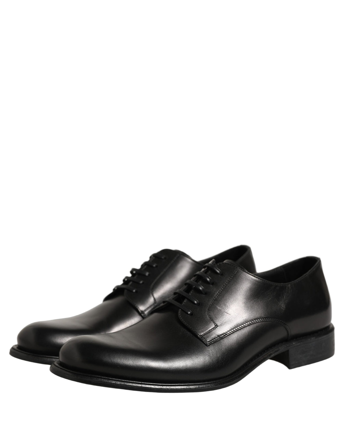 Dolce & Gabbana Black Calfskin Leather Derby Men Dress Shoes