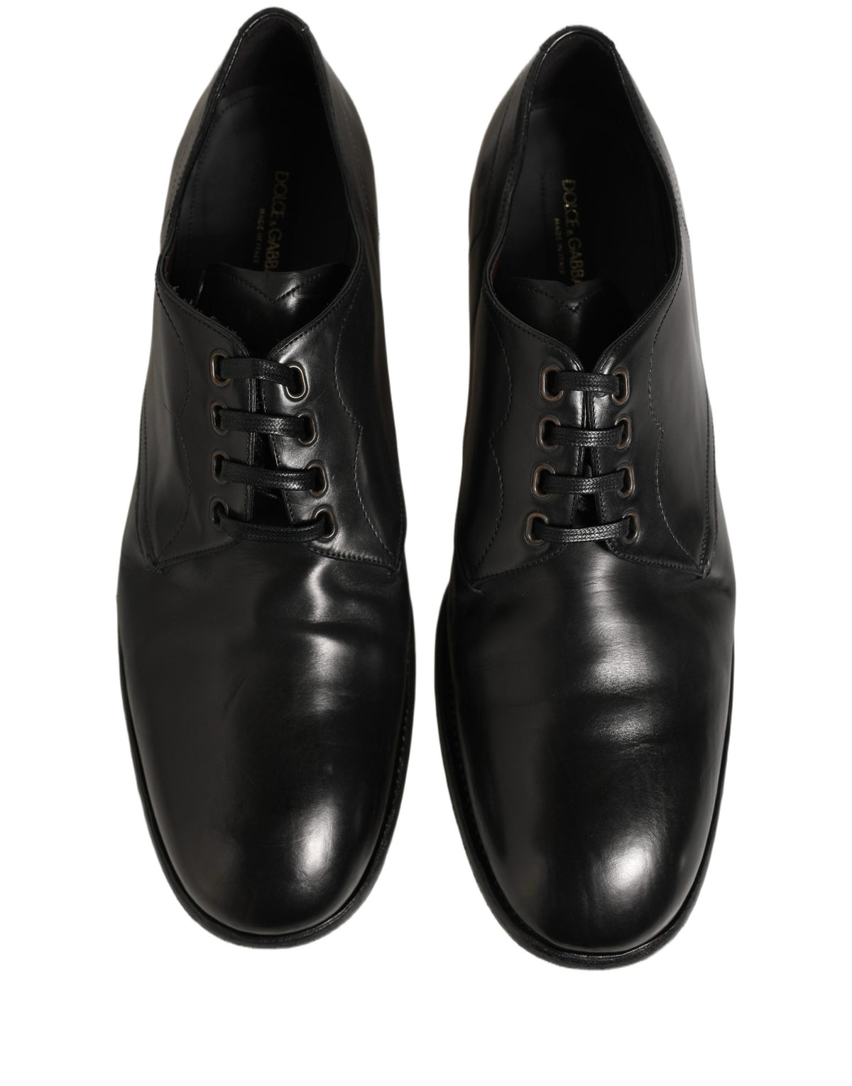 Dolce & Gabbana Black Calfskin Leather Derby Men Dress Shoes