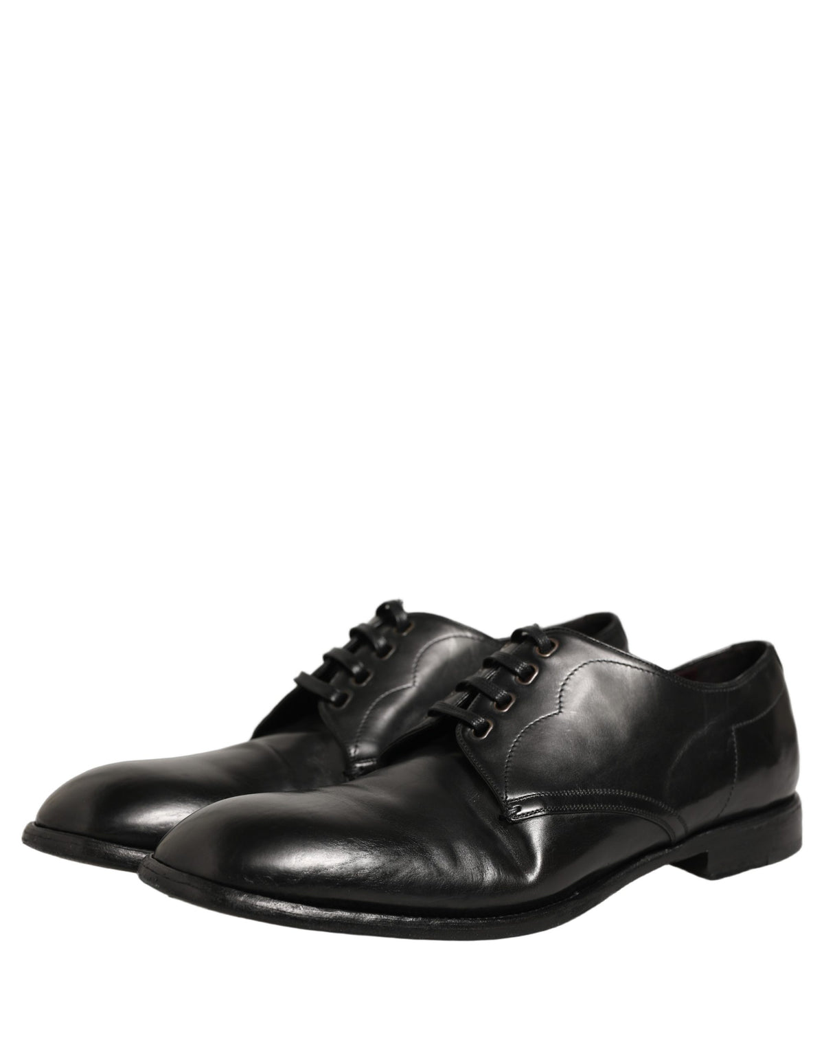 Dolce & Gabbana Black Calfskin Leather Derby Men Dress Shoes