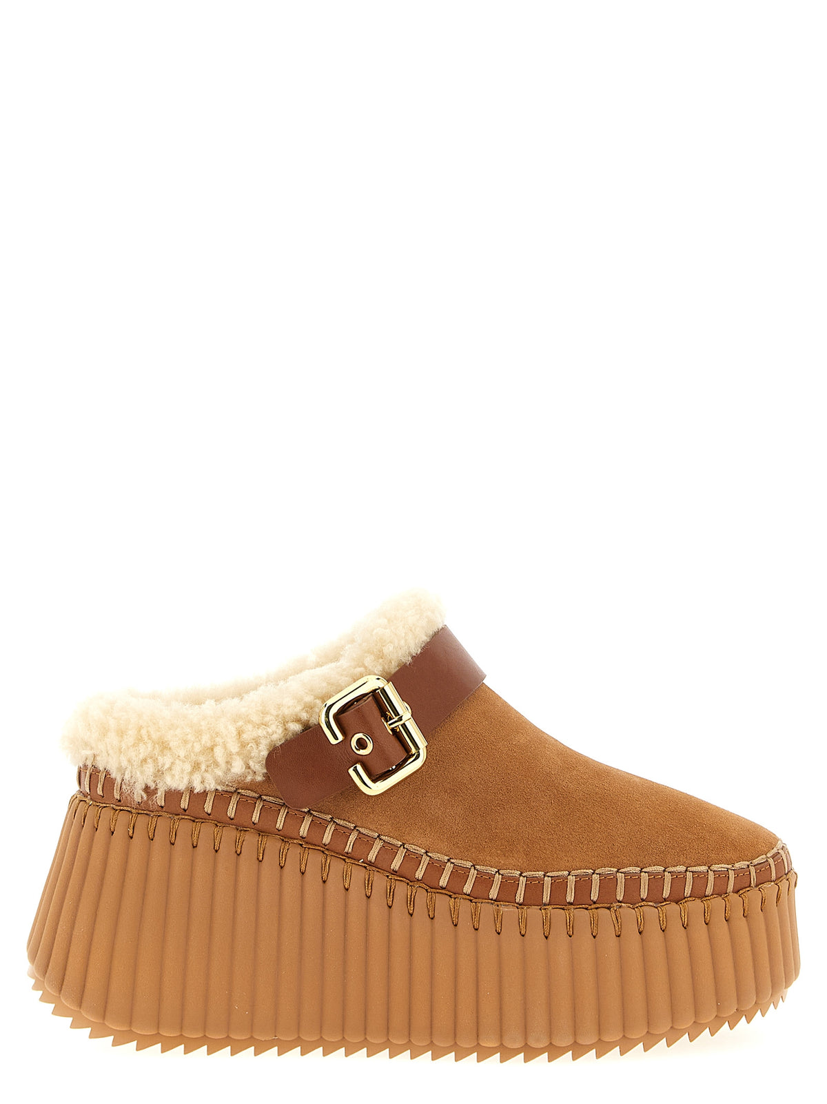 Chloé Brown Cowhide Wedge Sandals
