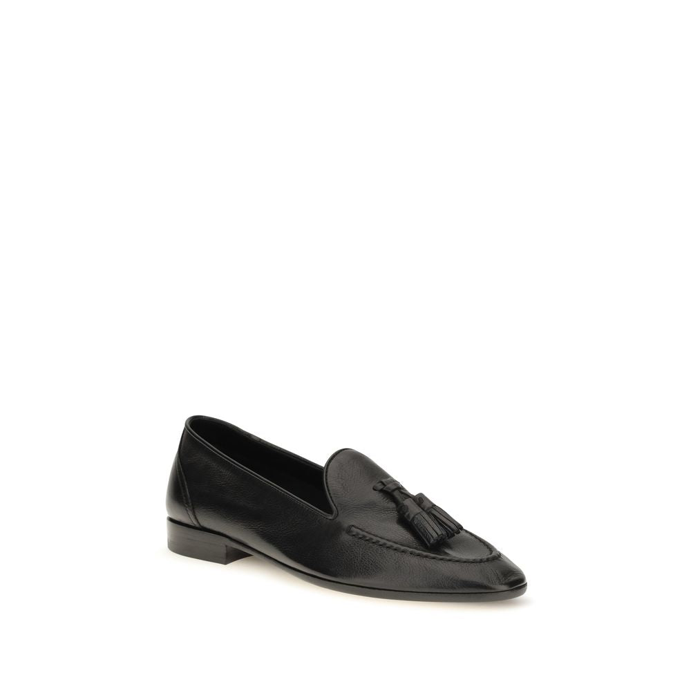 The Row Black Calf Leather Bos Taurus Slip-On Loafers