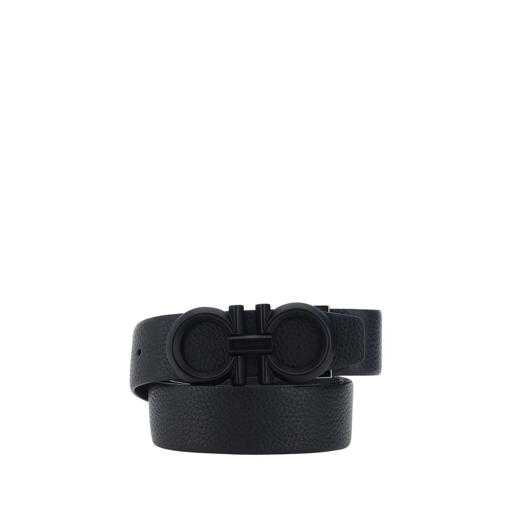 Ferragamo Black Calf Leather Bos Taurus Regular Belt