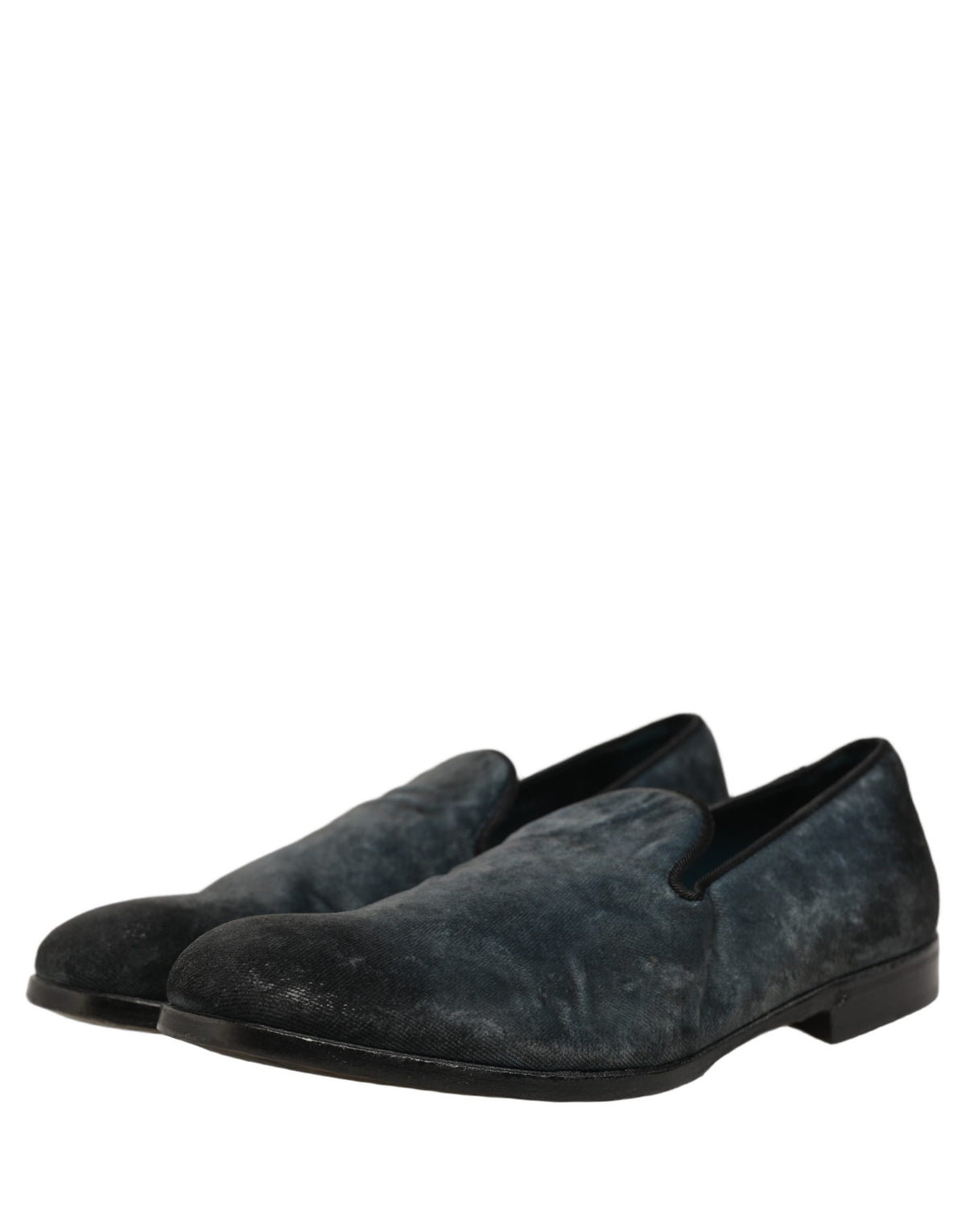 Dolce & Gabbana Blue Suede Slip On Men Slippers Loafers Shoes