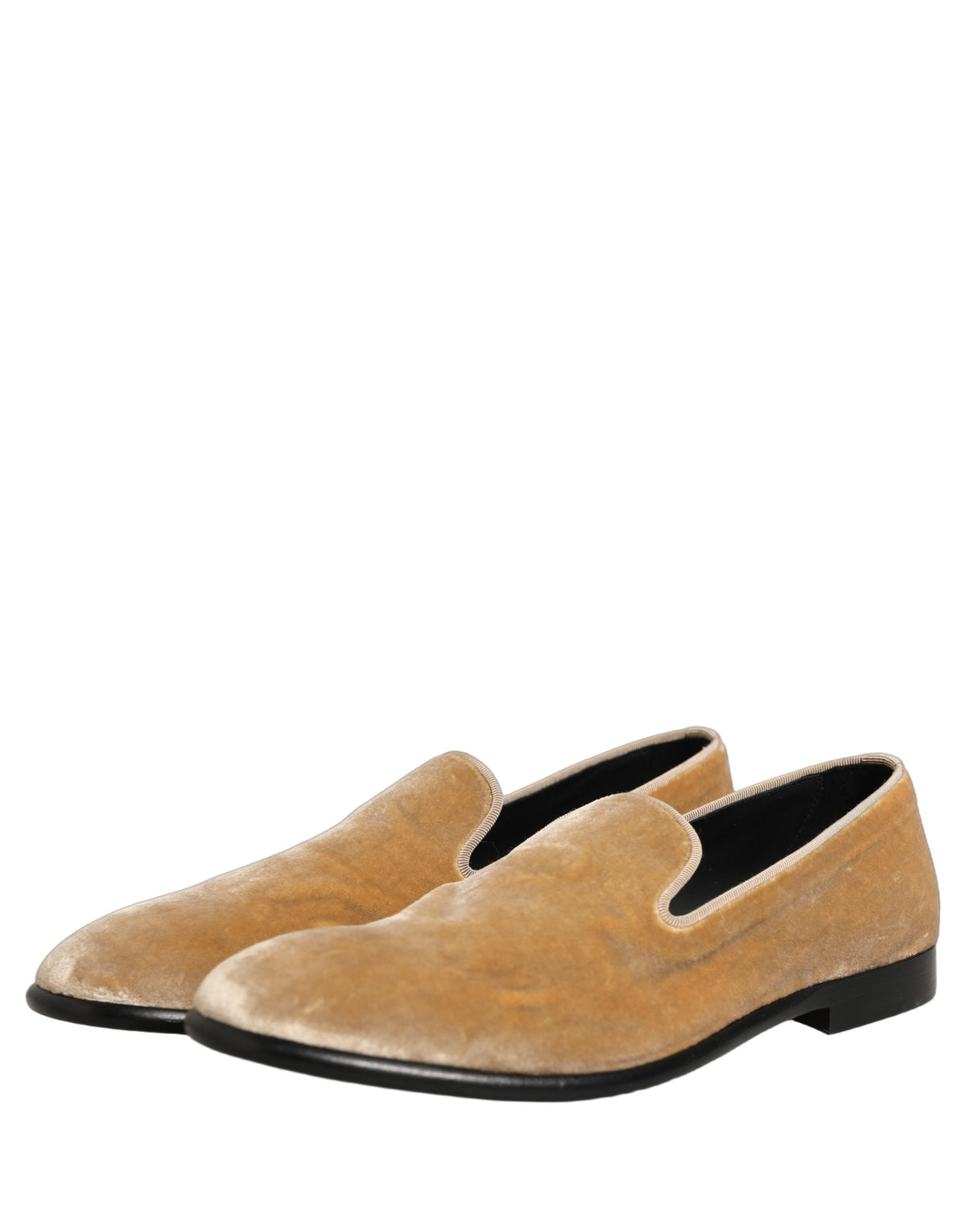 Dolce & Gabbana Beige Suede Slip On Slippers Loafers Shoes