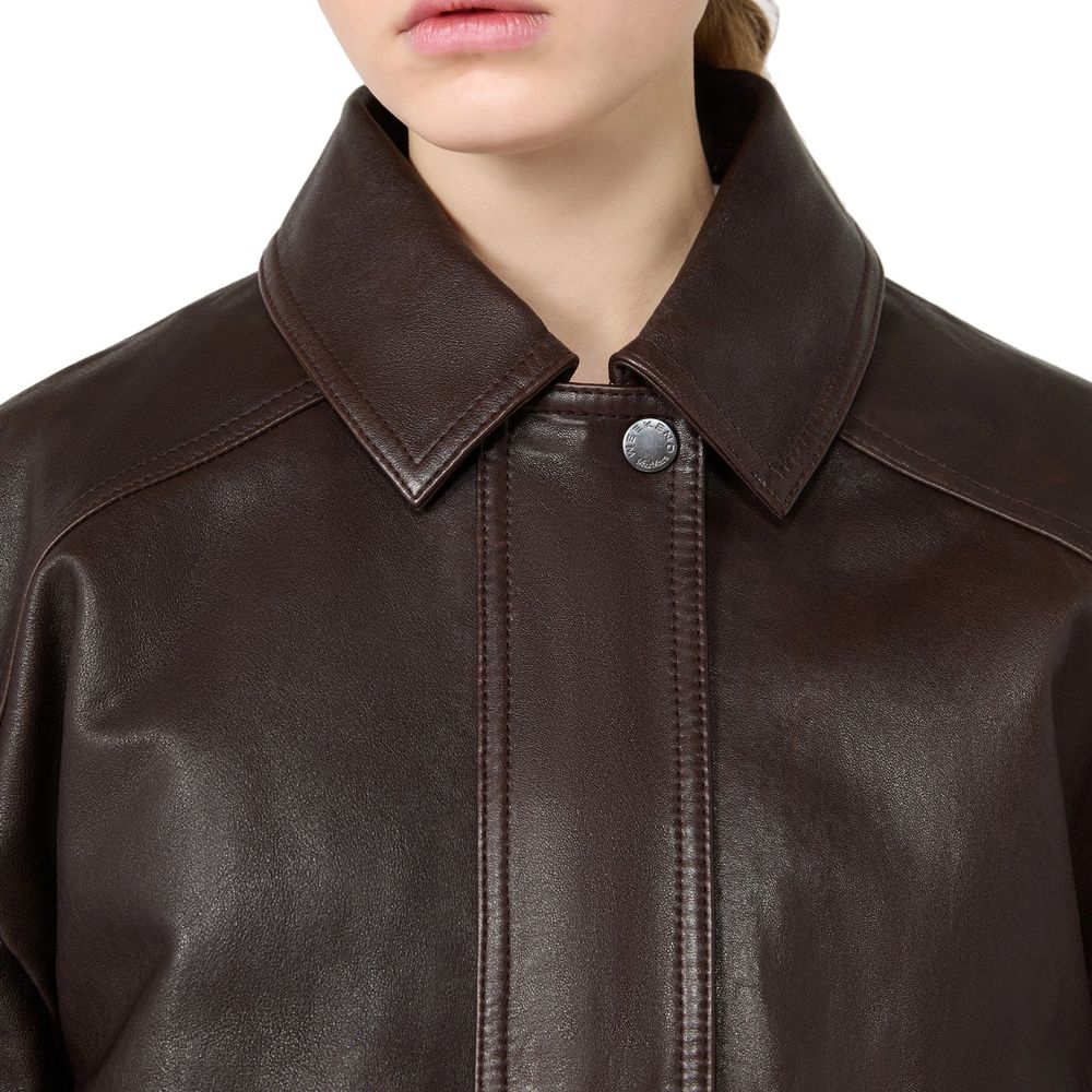 Max Mara Brown Lamb Leather Bomber