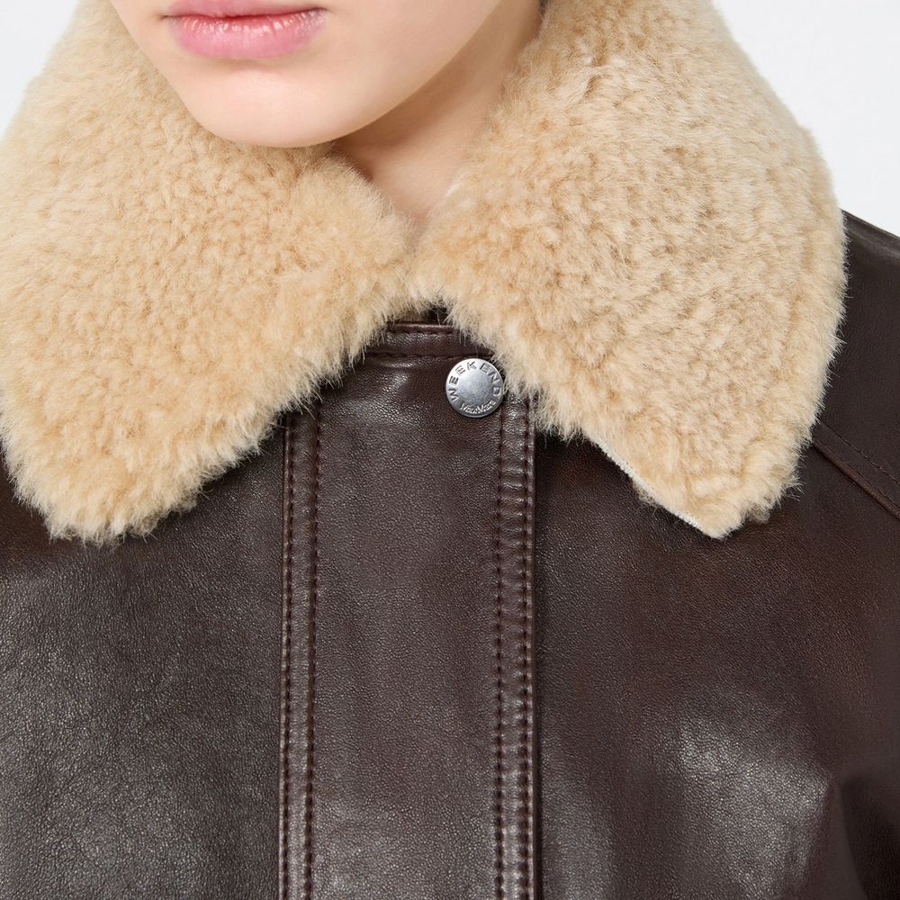 Max Mara Brown Lamb Leather Bomber