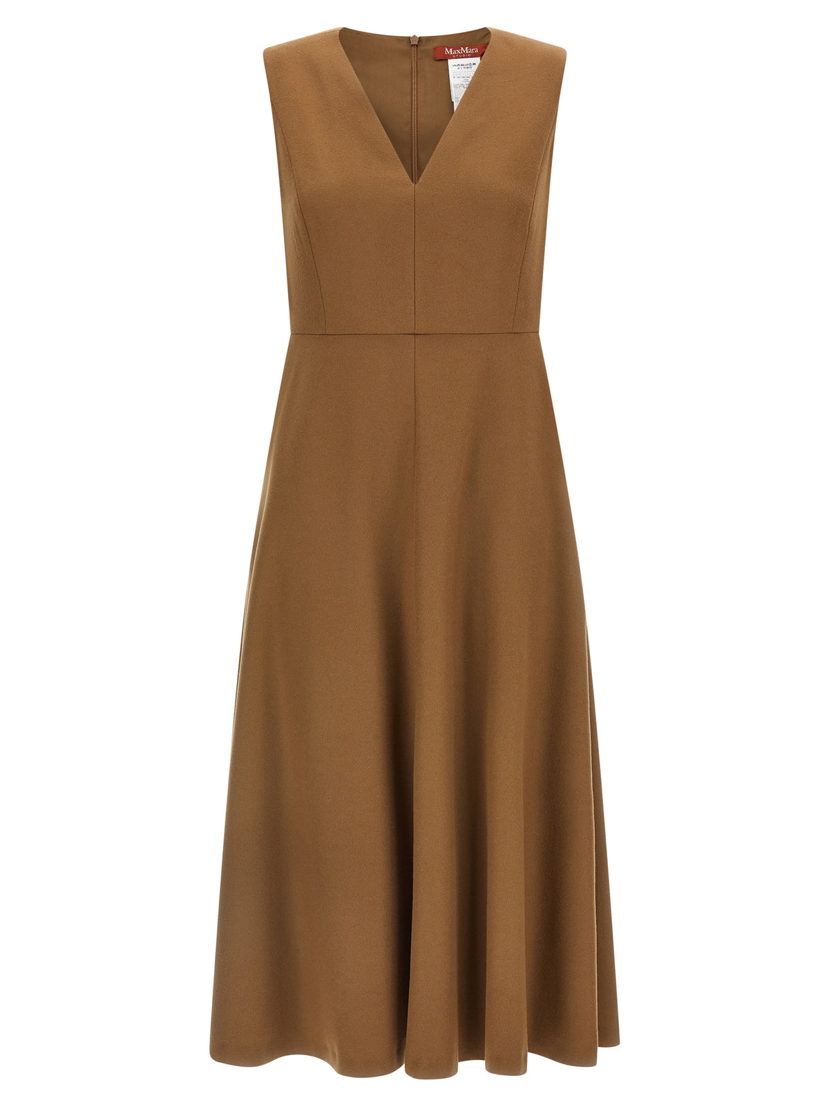 Max Mara Brown Wool Midi Dress