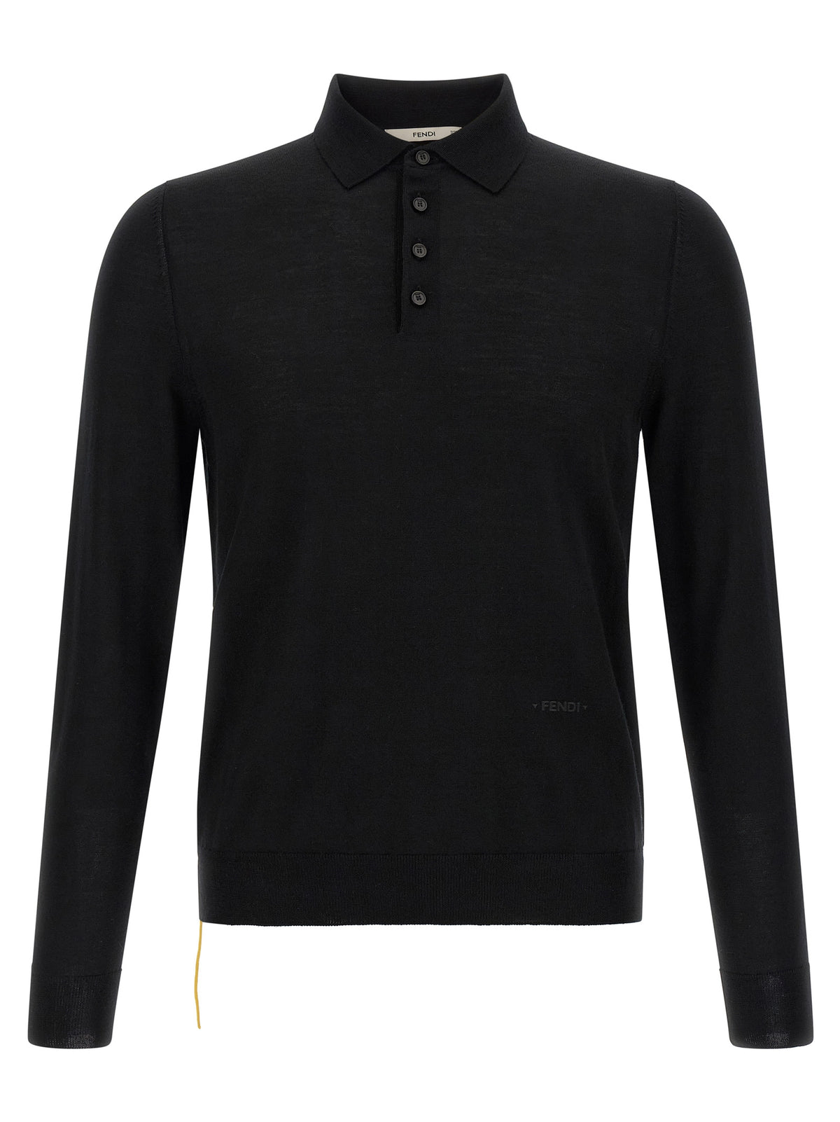 Fendi Black Virgin Wool Polo Shirt