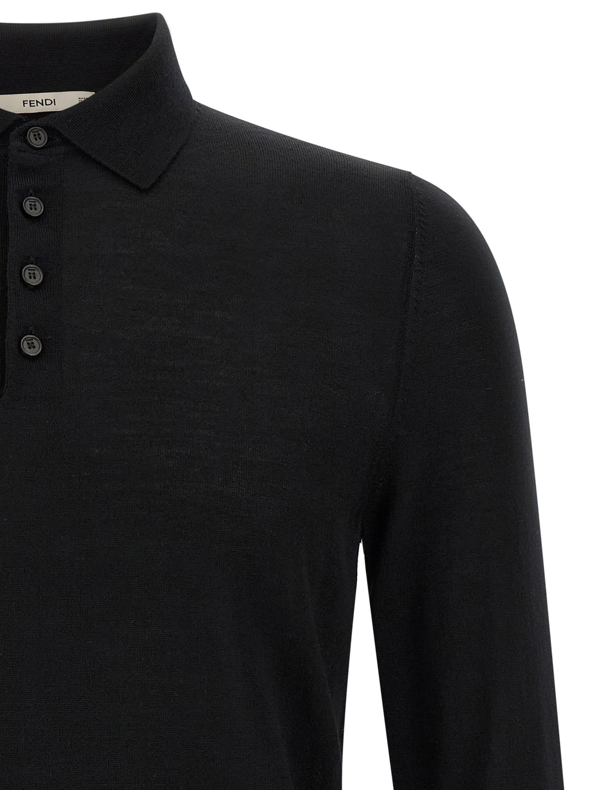 Fendi Black Virgin Wool Polo Shirt