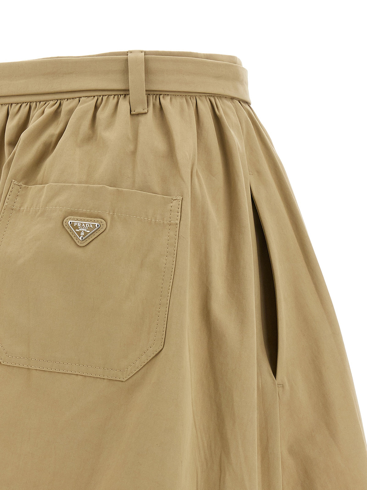 Prada Beige Cotton Midi Skirt
